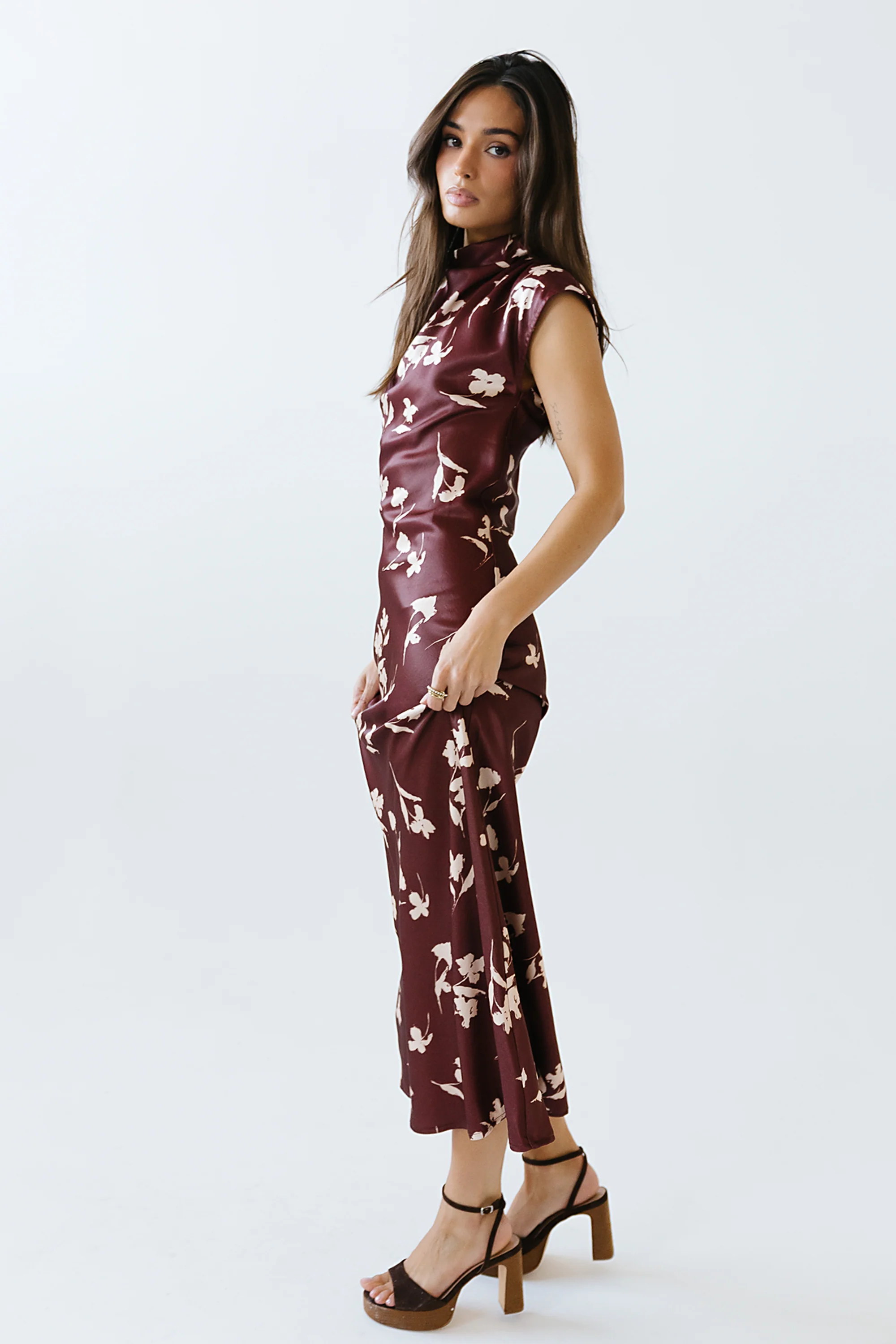 Carson Floral Maxi Dress in Red-Brown - FINAL SALE - Image 5