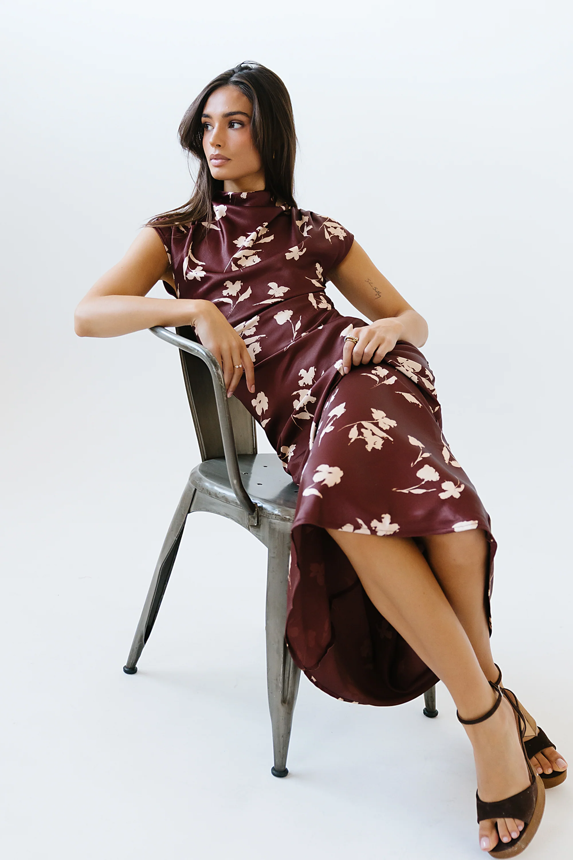 Carson Floral Maxi Dress in Red-Brown - FINAL SALE - Image 6