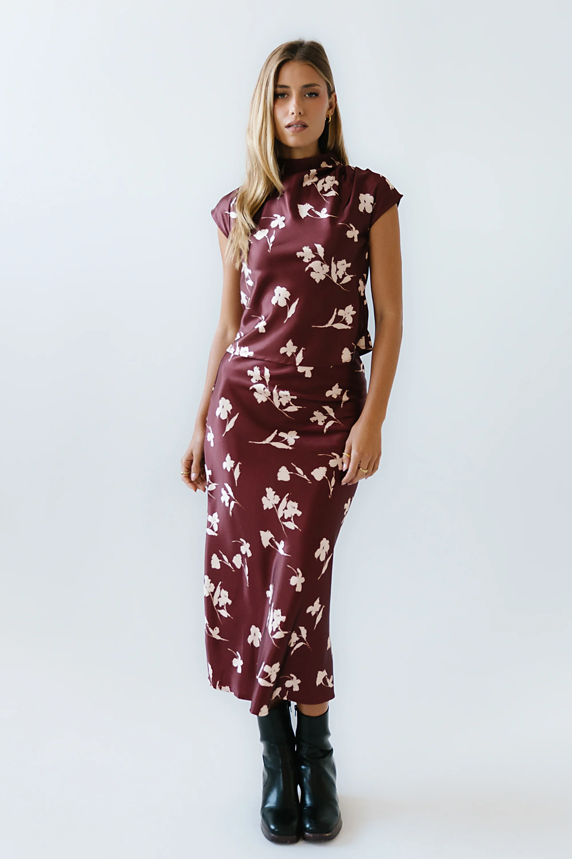 Carsyn Floral Maxi Skirt in Red-Brown - FINAL SALE - Image 5