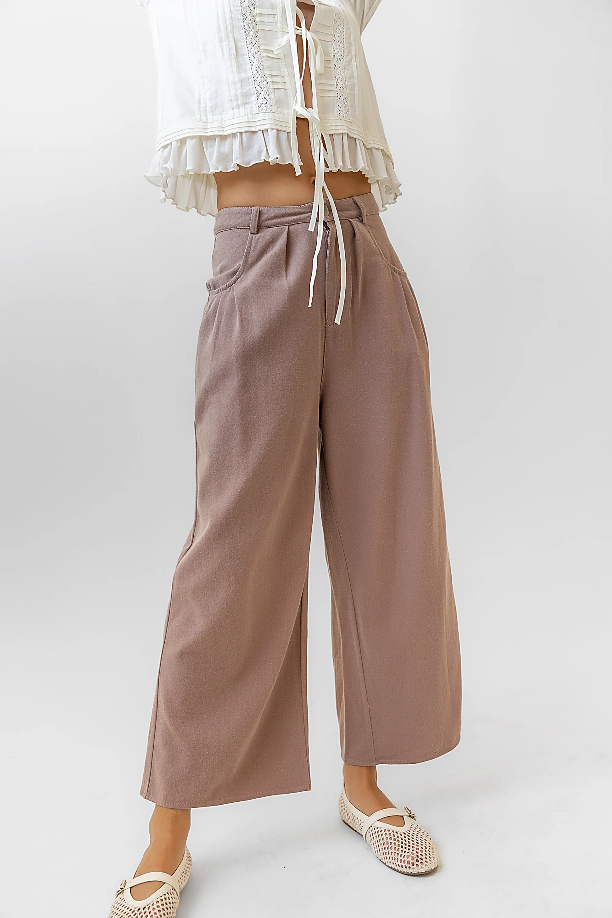 Casey Cropped Wide Leg Pants in Mauve - FINAL SALE - Image 6