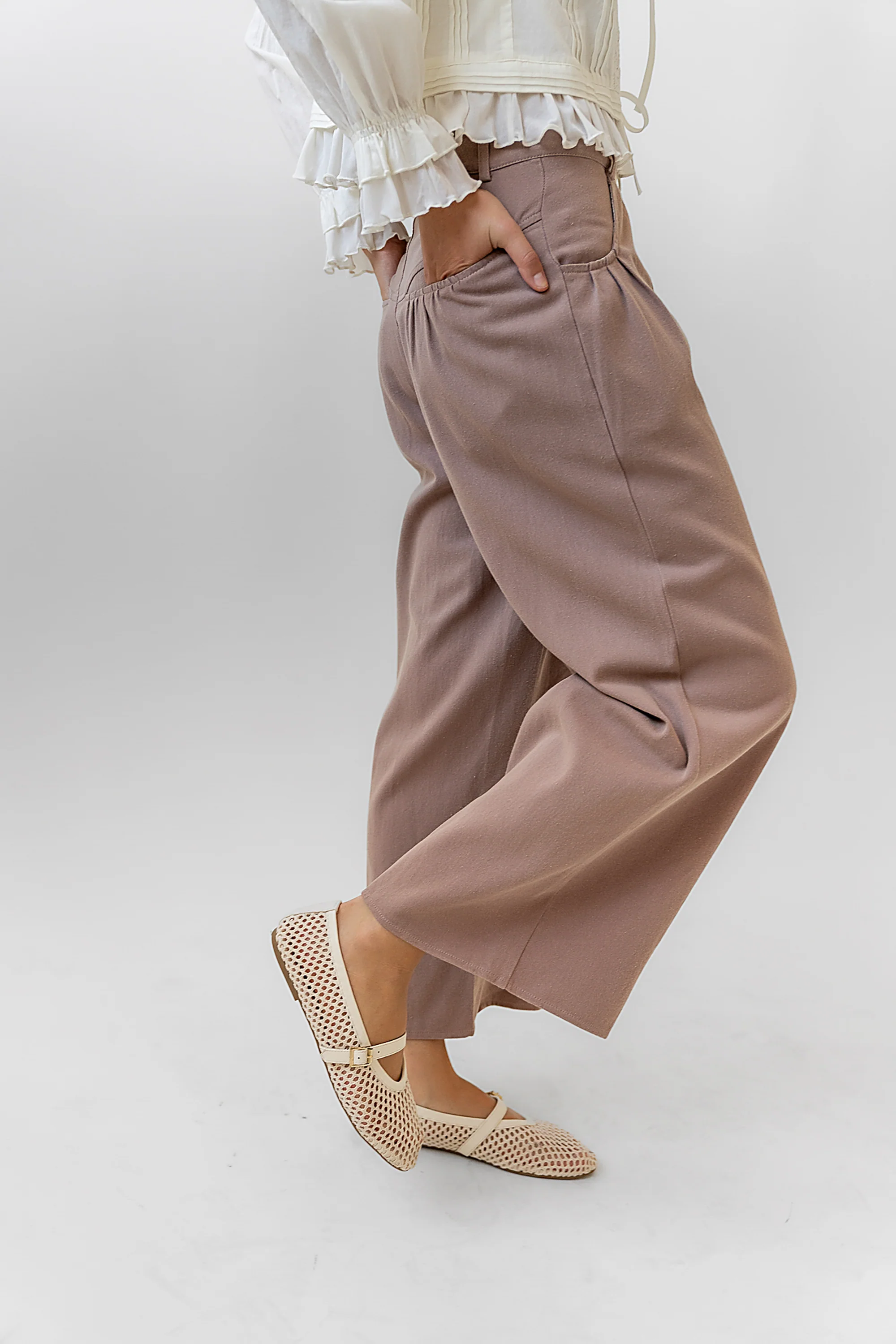 Casey Cropped Wide Leg Pants in Mauve - FINAL SALE - Image 8