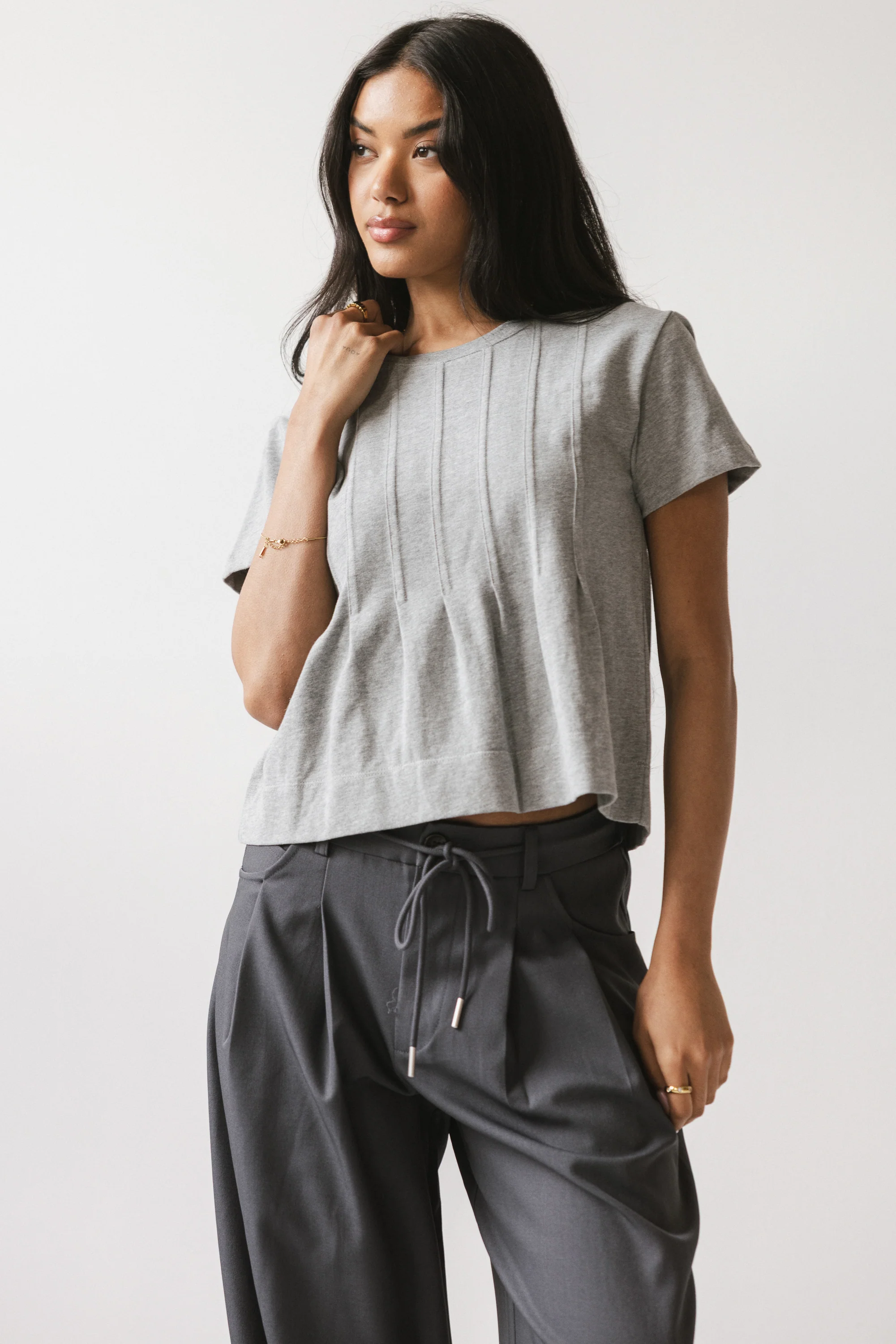 Cattelain Pleated Top in Grey - Image 2