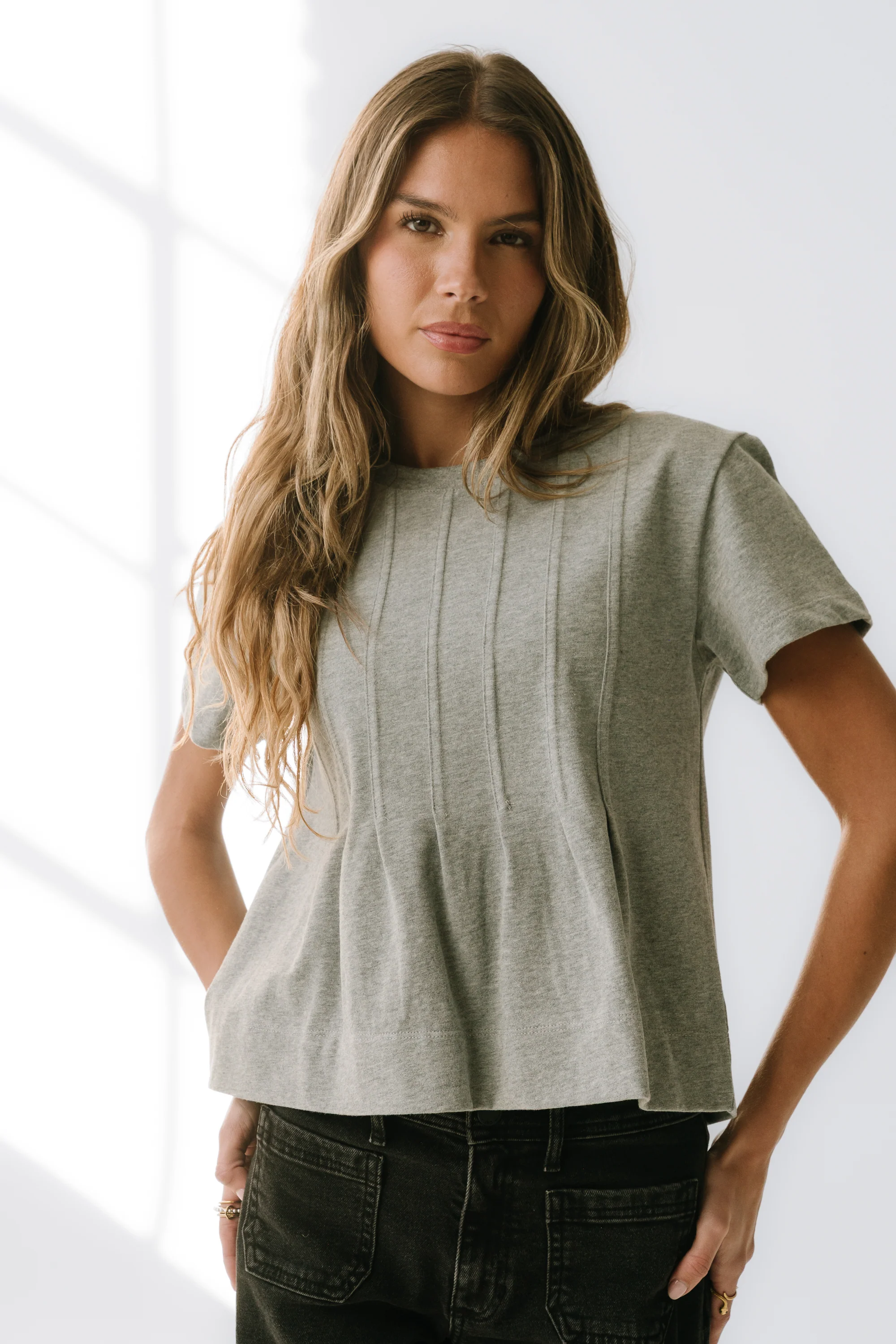 Cattelain Pleated Top in Grey - Image 5