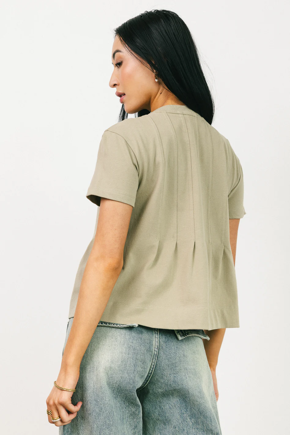 Cattelain Pleated Top in Olive - FINAL SALE - Image 7