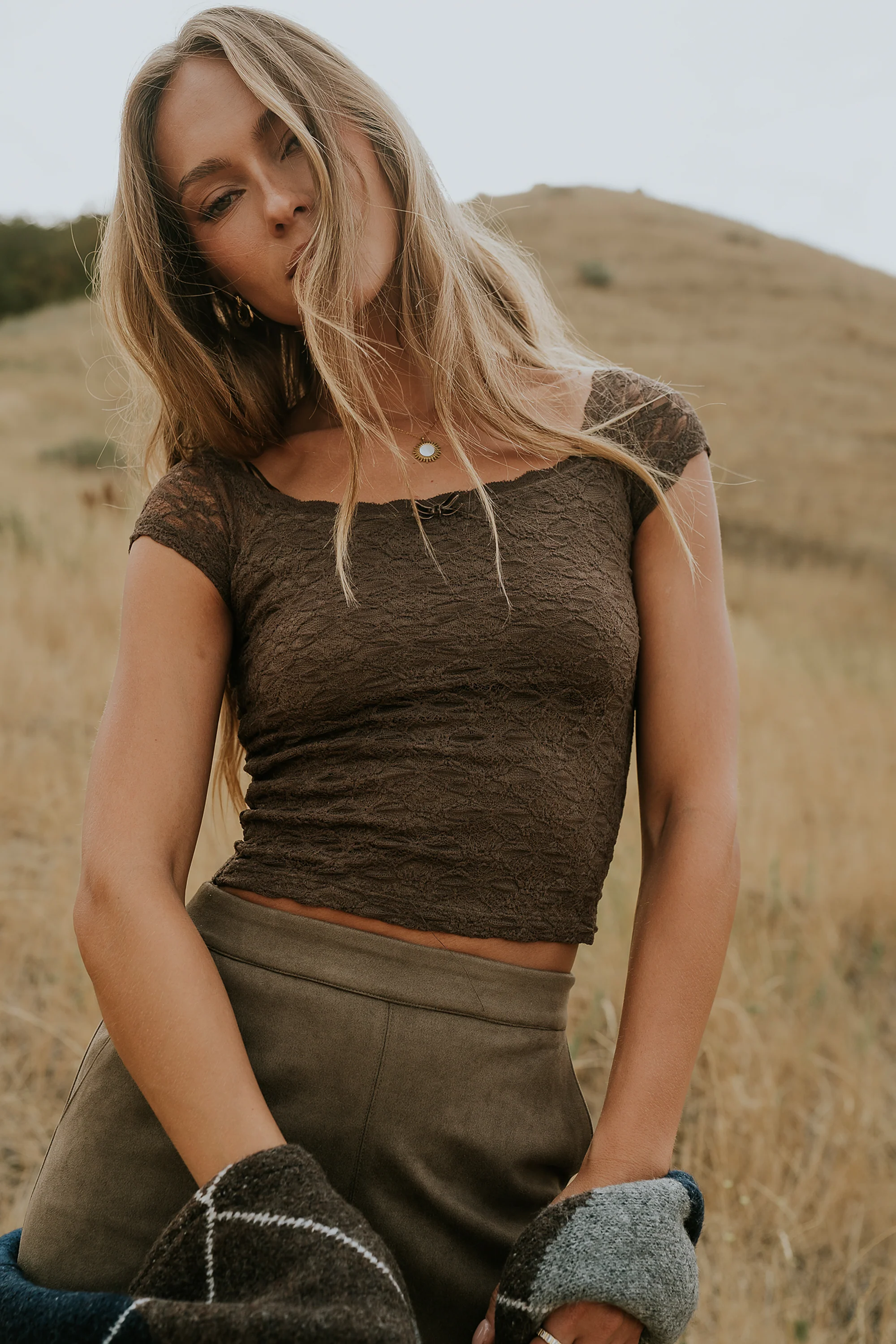 Celia Lace Top in Brown - Image 7