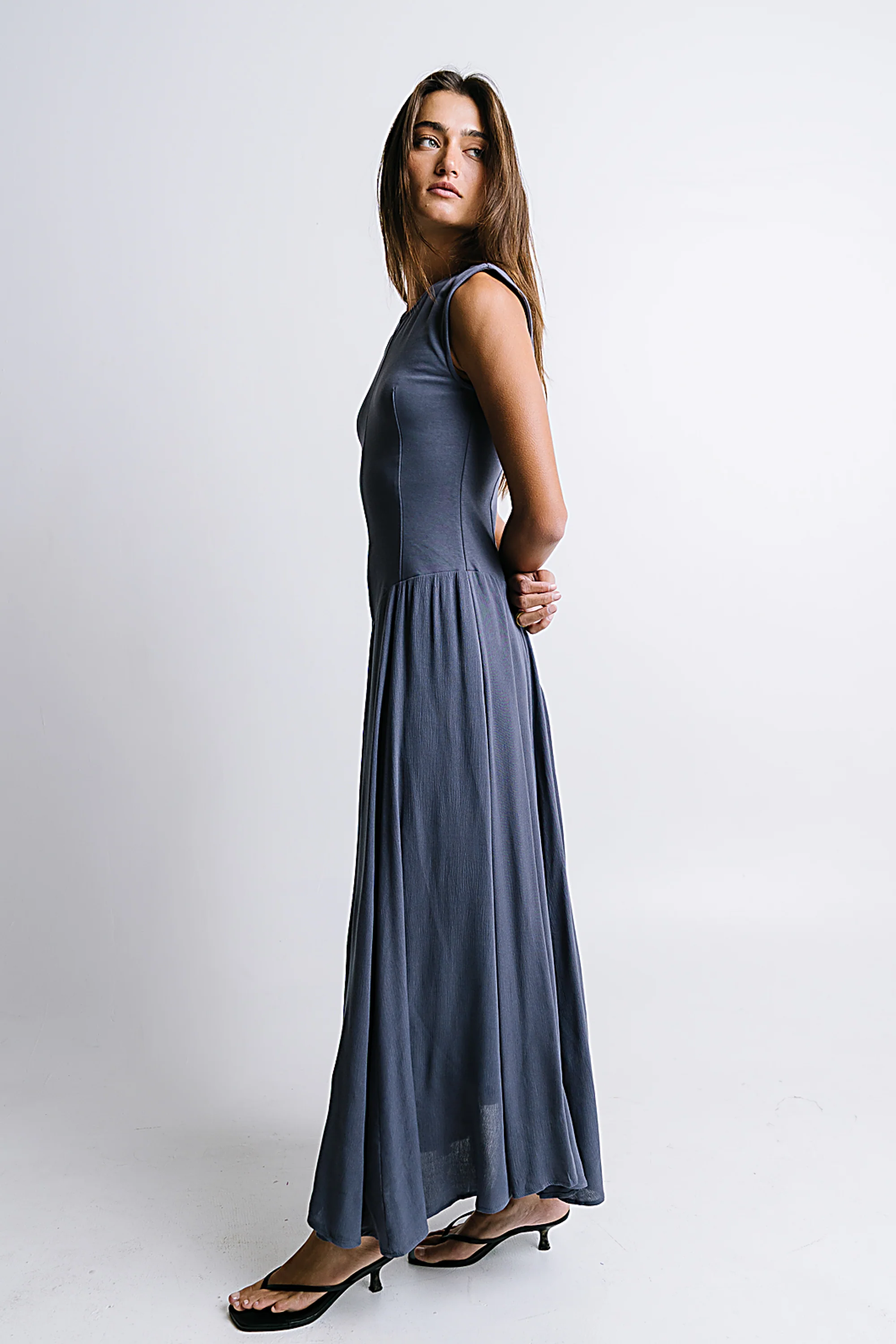 Charles Maxi Dress in Slate Blue - FINAL SALE - Image 2