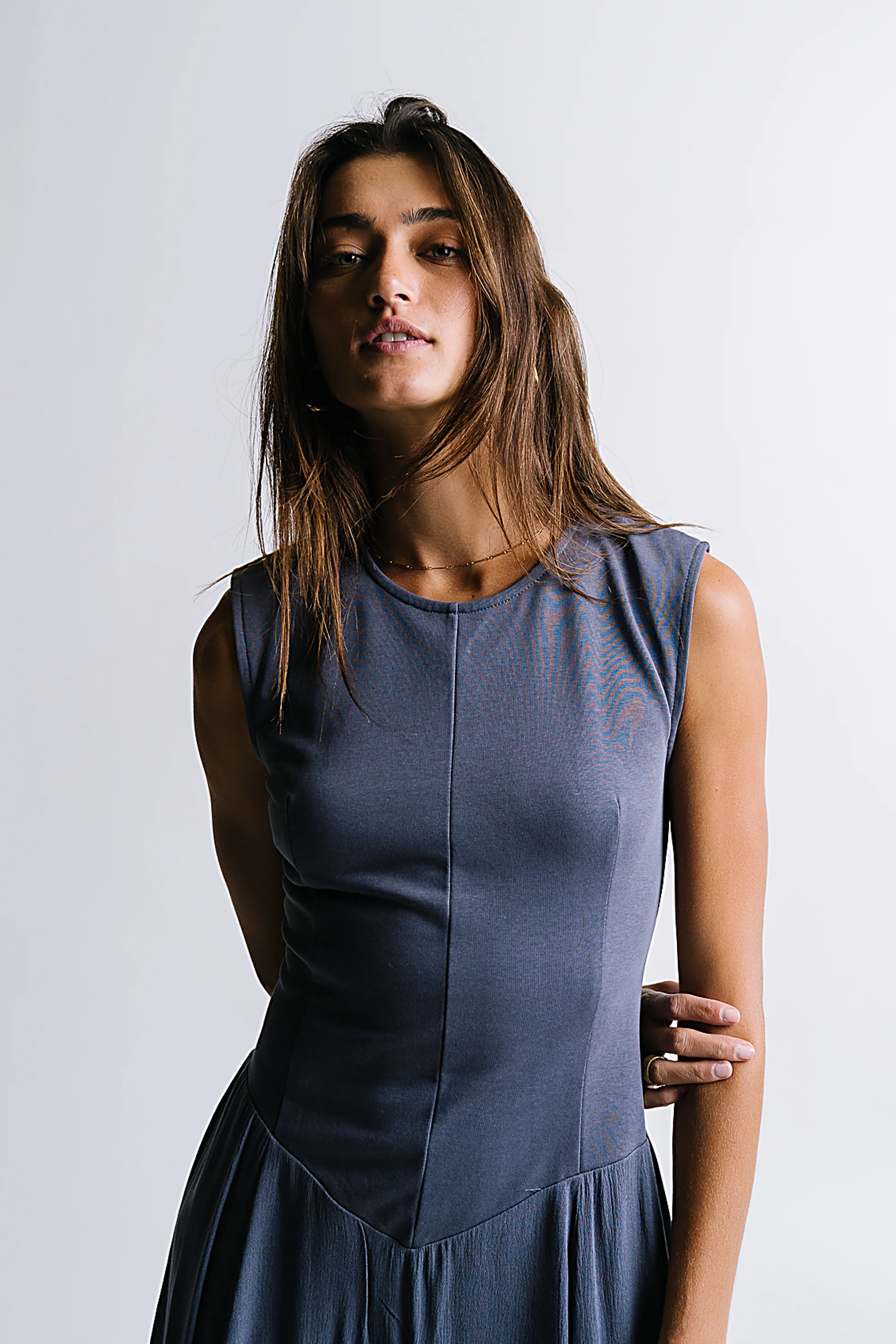 Charles Maxi Dress in Slate Blue - FINAL SALE - Image 4