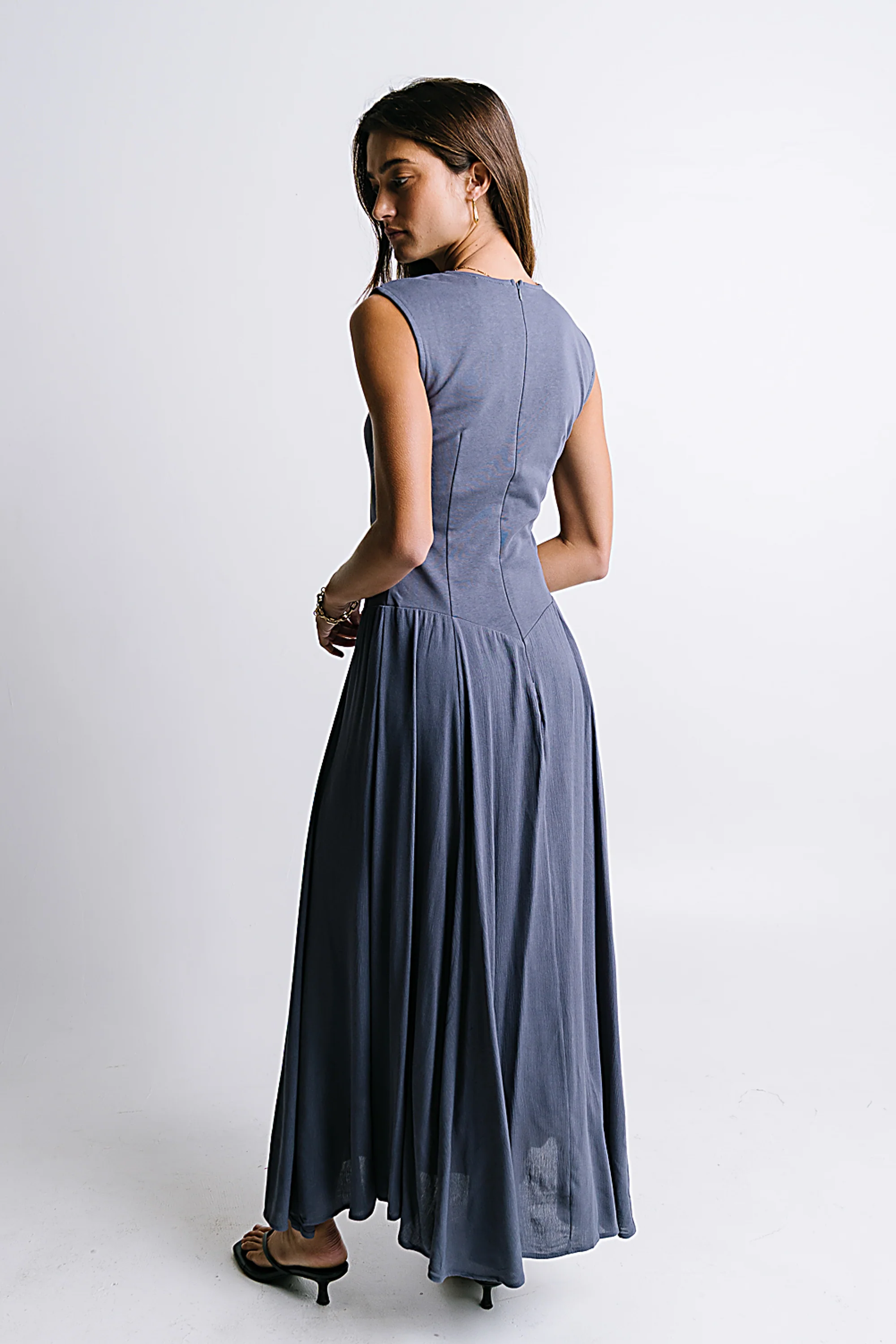 Charles Maxi Dress in Slate Blue - FINAL SALE - Image 5