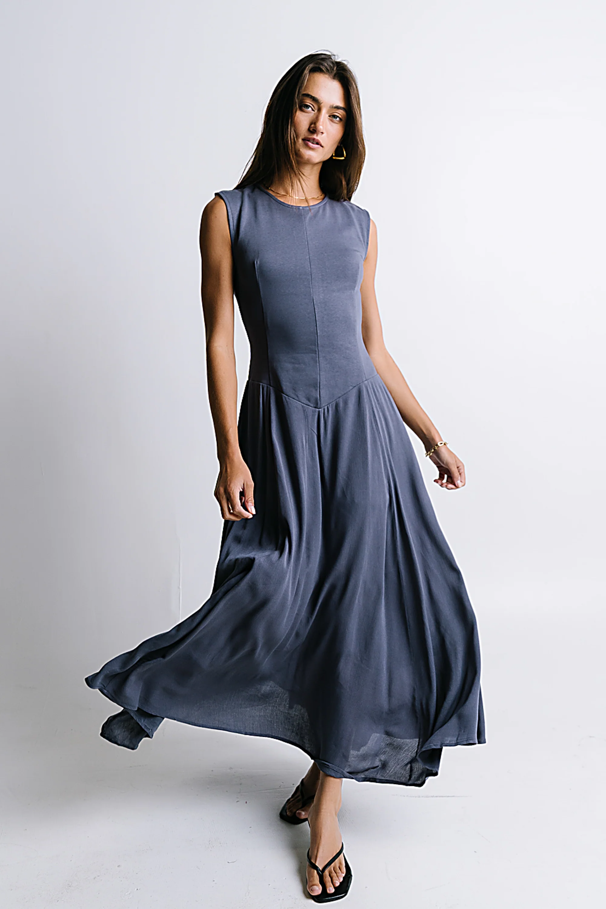 Charles Maxi Dress in Slate Blue - FINAL SALE - Image 6