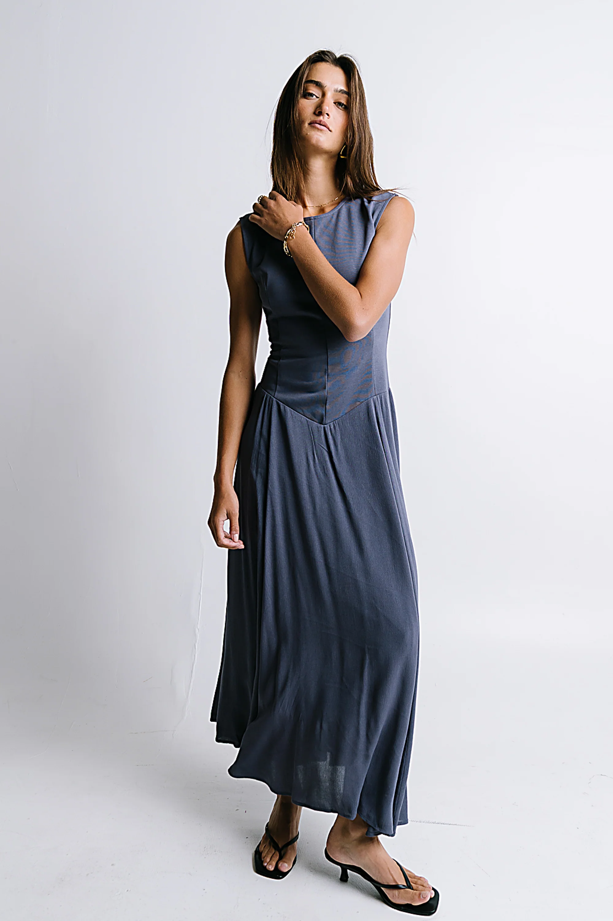 Charles Maxi Dress in Slate Blue - FINAL SALE - Image 7