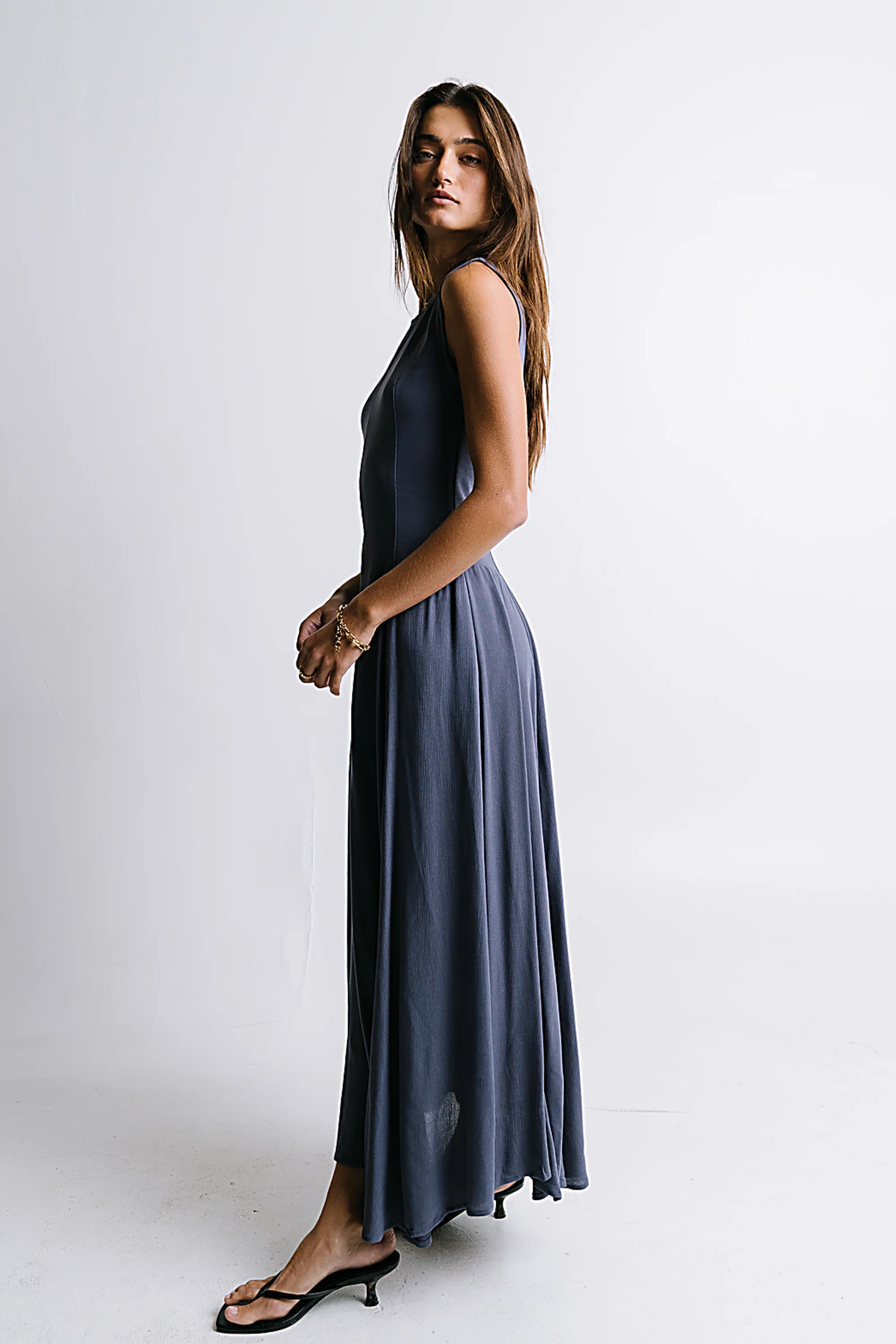 Charles Maxi Dress in Slate Blue - FINAL SALE - Image 8