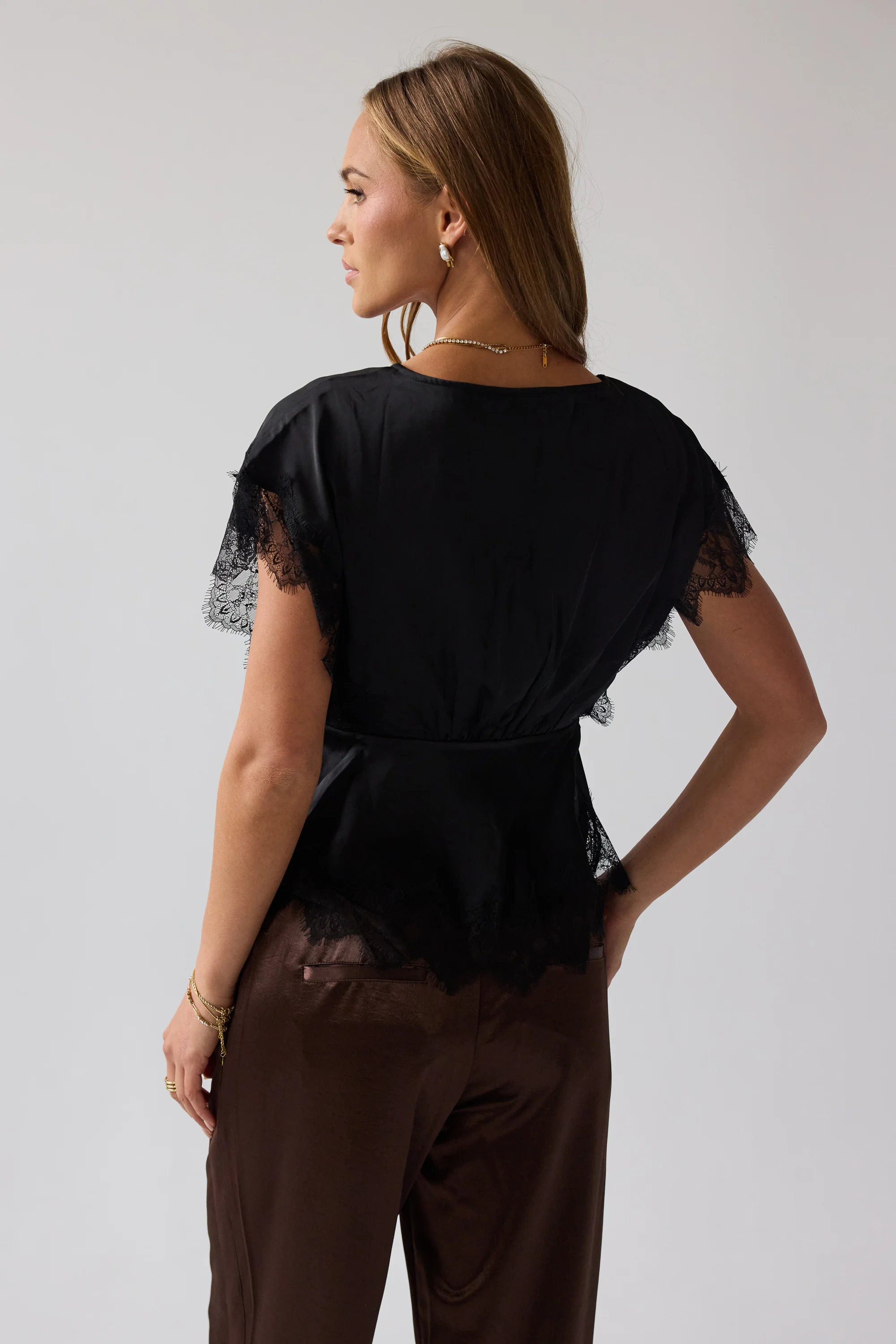 Chelsea Satin Blouse in Black - FINAL SALE - Image 3