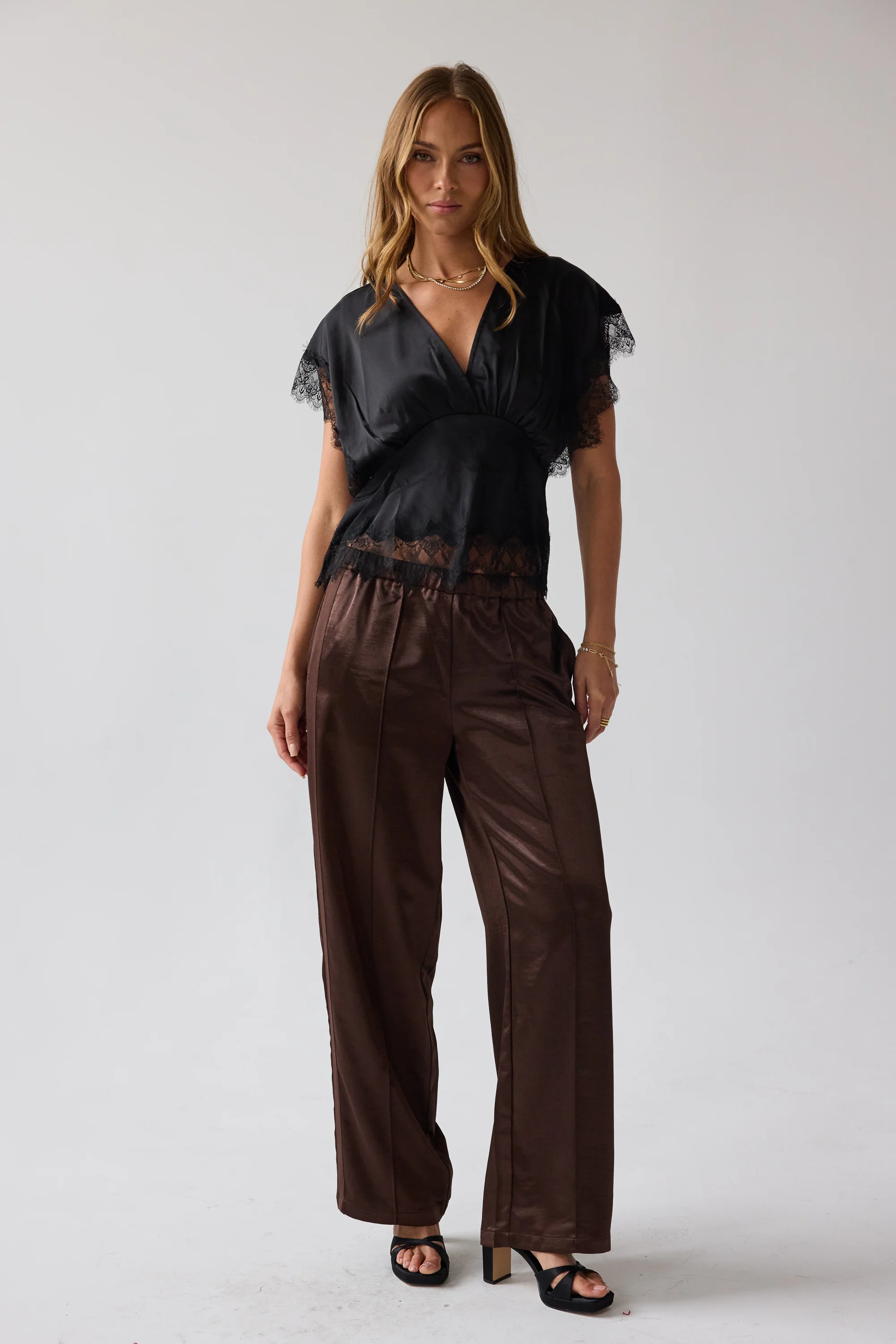 Chelsea Satin Blouse in Black - FINAL SALE - Image 4