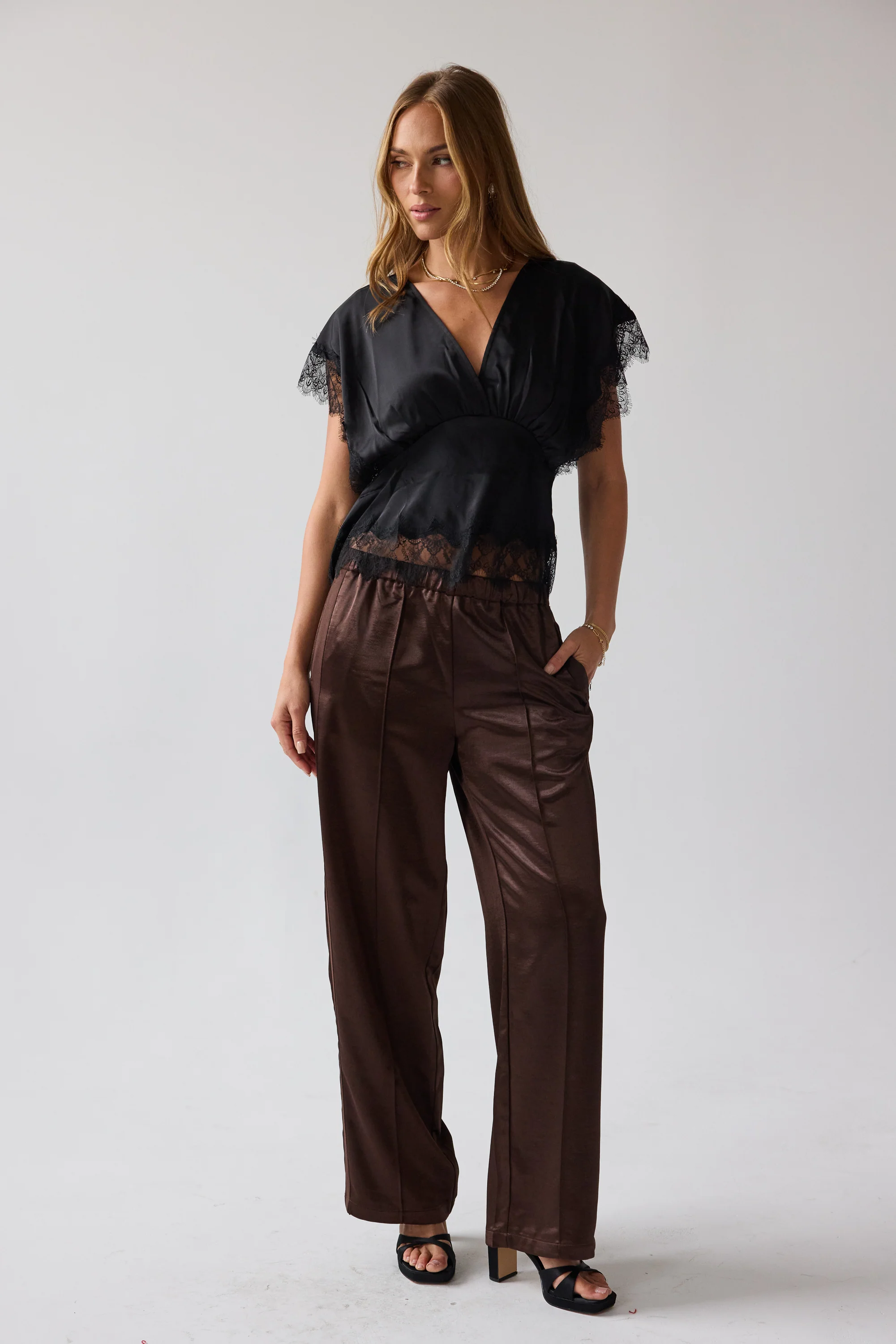 Chelsea Satin Blouse in Black - FINAL SALE - Image 6