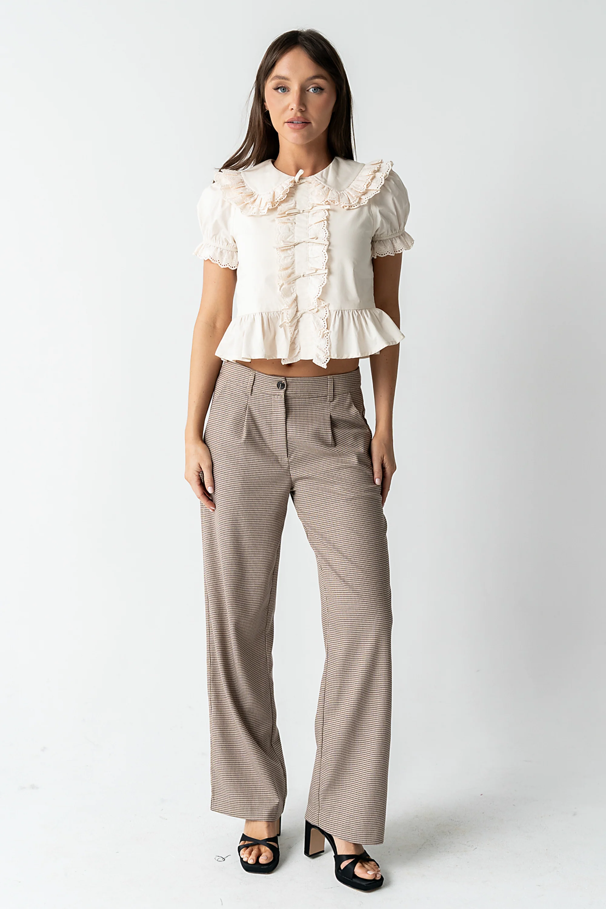 Chrissy Lace Trim Blouse in Cream - FINAL SALE