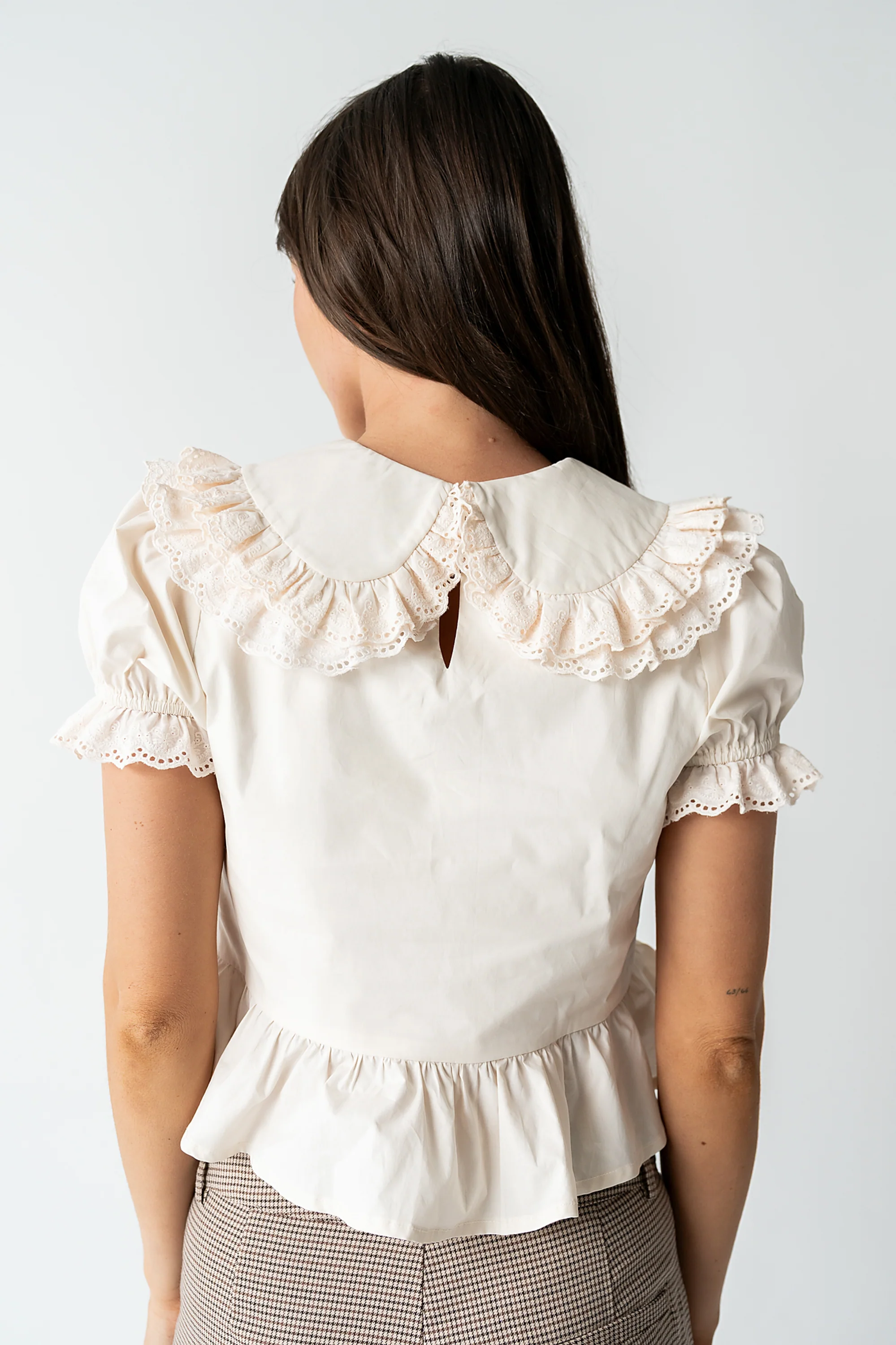 Chrissy Lace Trim Blouse in Cream - FINAL SALE - Image 5