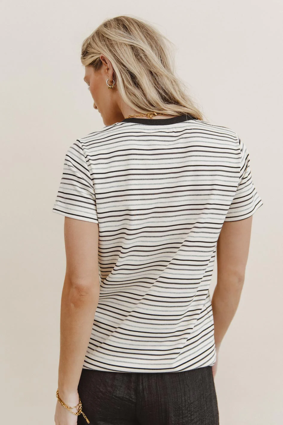 Christopher Striped Tee in Black - FINAL SALE - Image 2