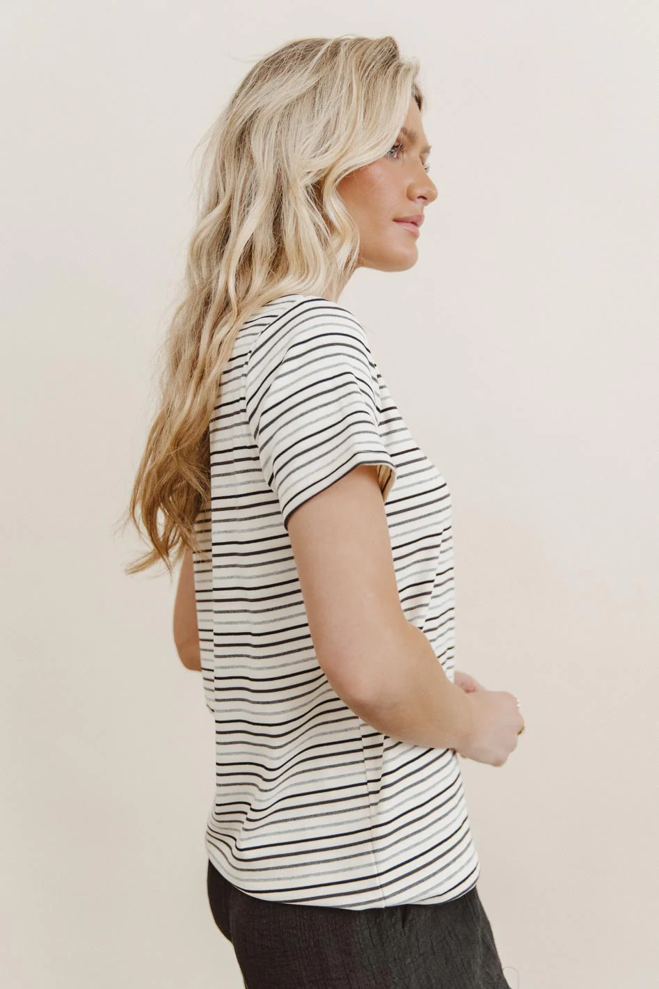 Christopher Striped Tee in Black - FINAL SALE - Image 3