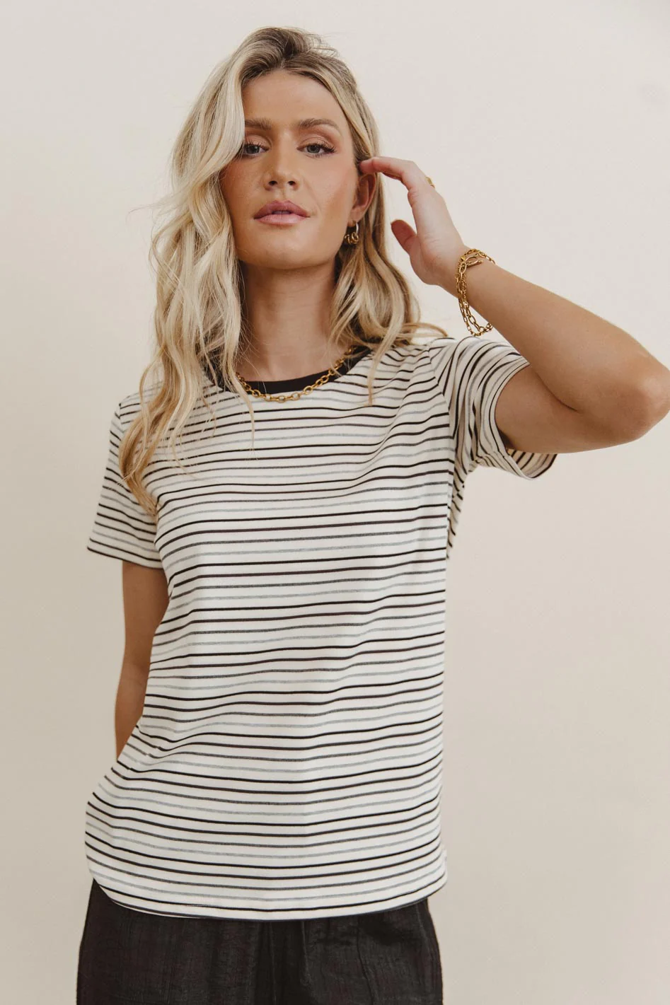 Christopher Striped Tee in Black - FINAL SALE - Image 4