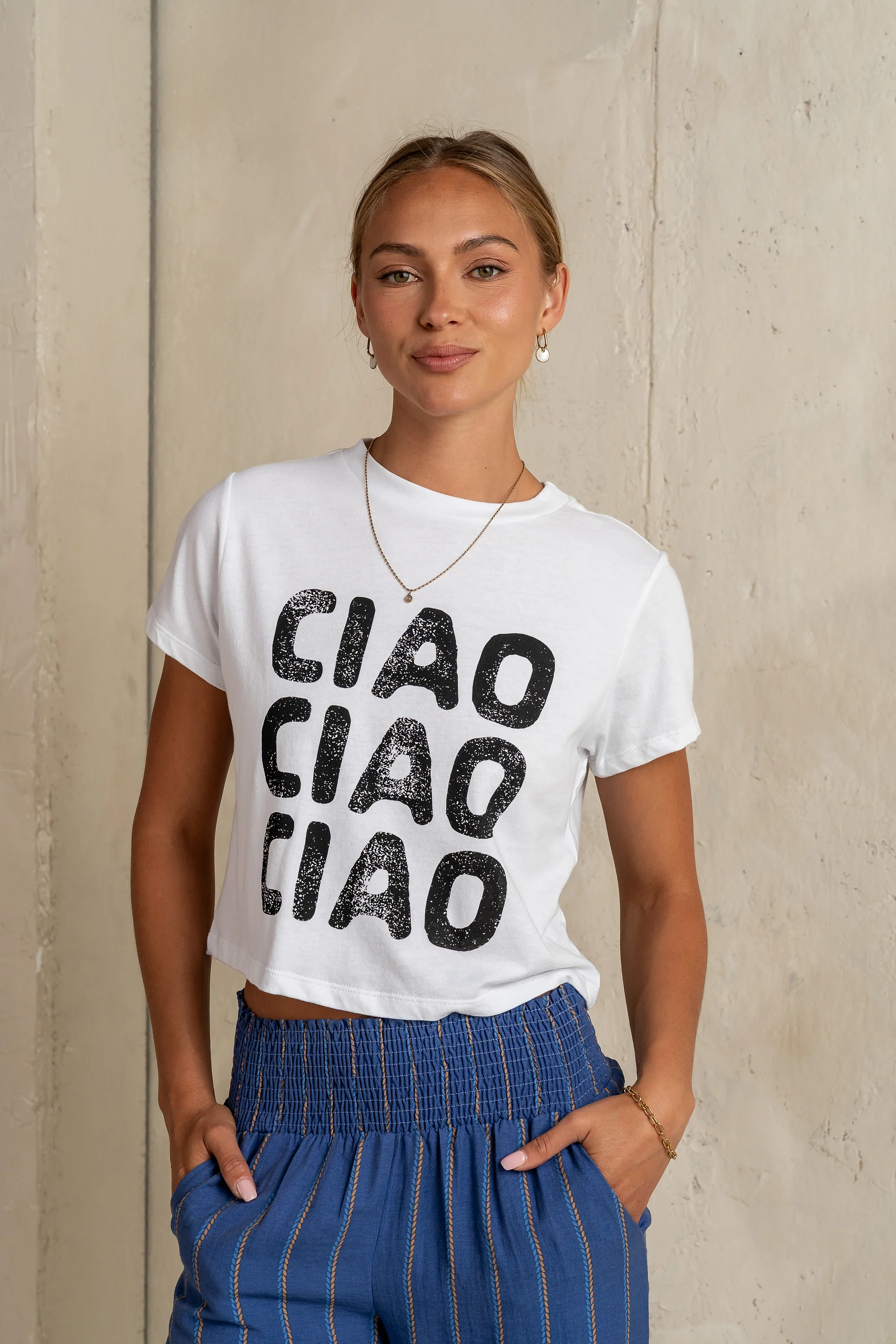 Ciao Graphic Tee in White - FINAL SALE - Image 4