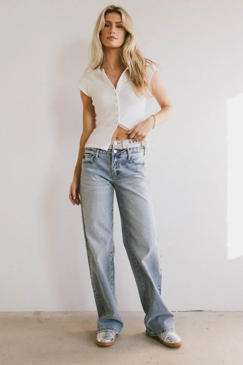 Cierra Double Waisted Wide Leg Jeans - FINAL SALE - Image 6