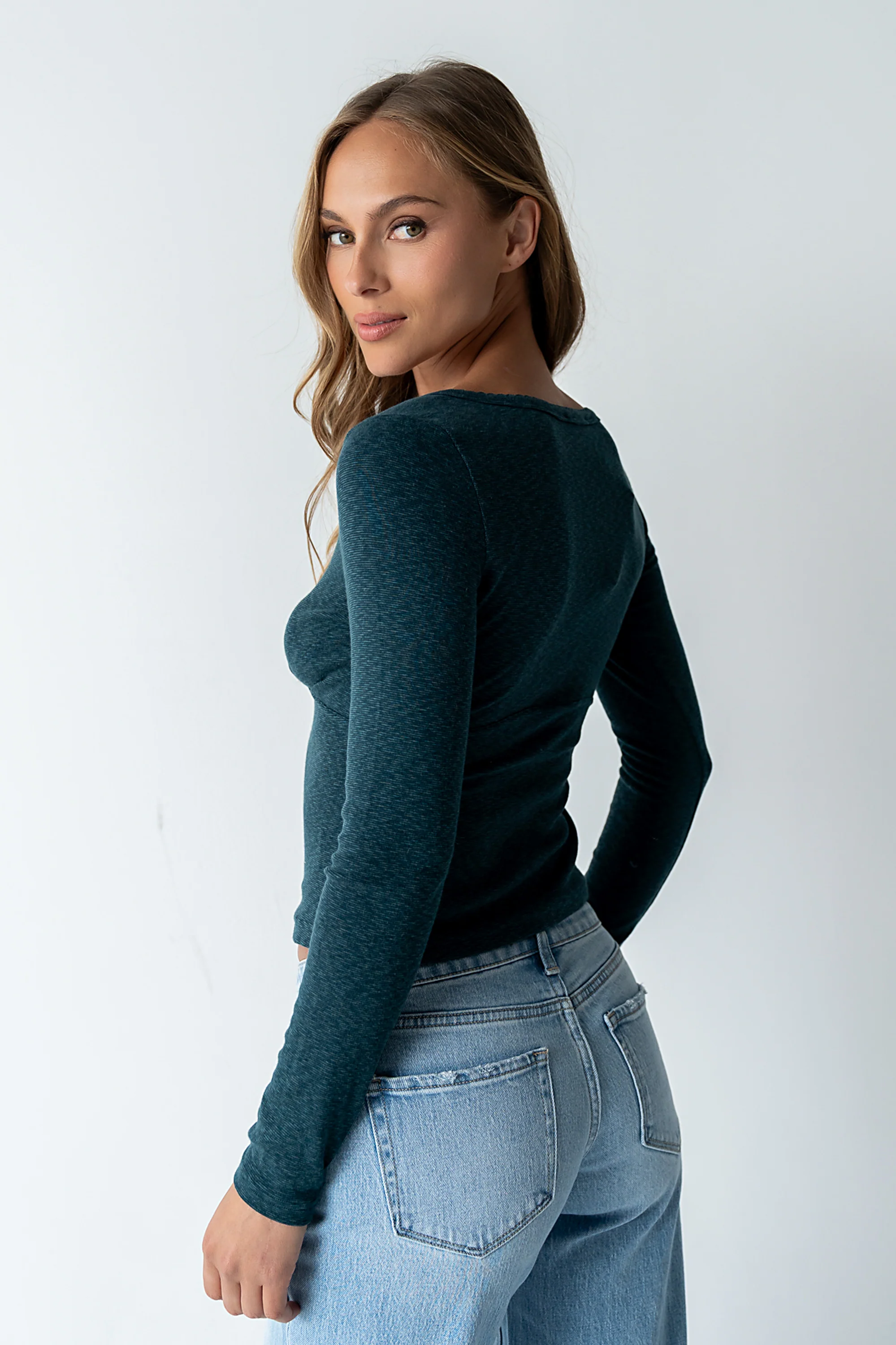 Cierra Knit Top in Teal - Image 2