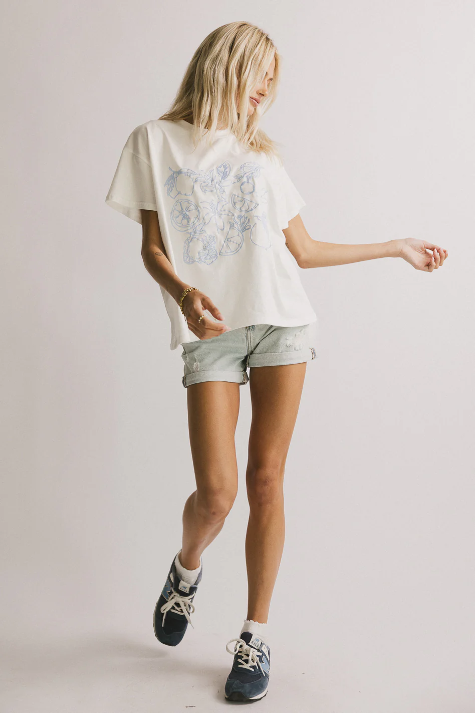 Citrus Embroidered Tee in Blue - Image 7