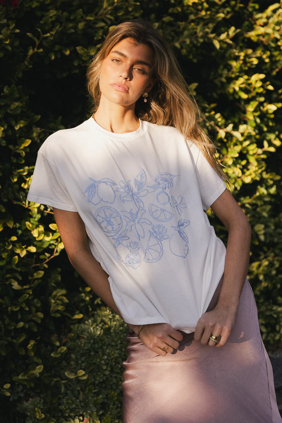 Citrus Embroidered Tee in Blue - Image 8