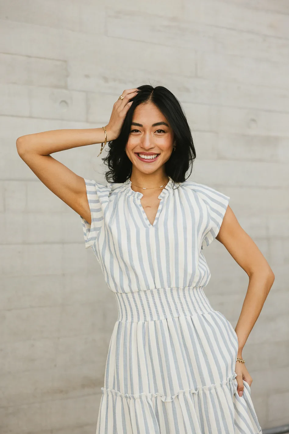 Claire Striped Maxi Dress in Blue - Image 4