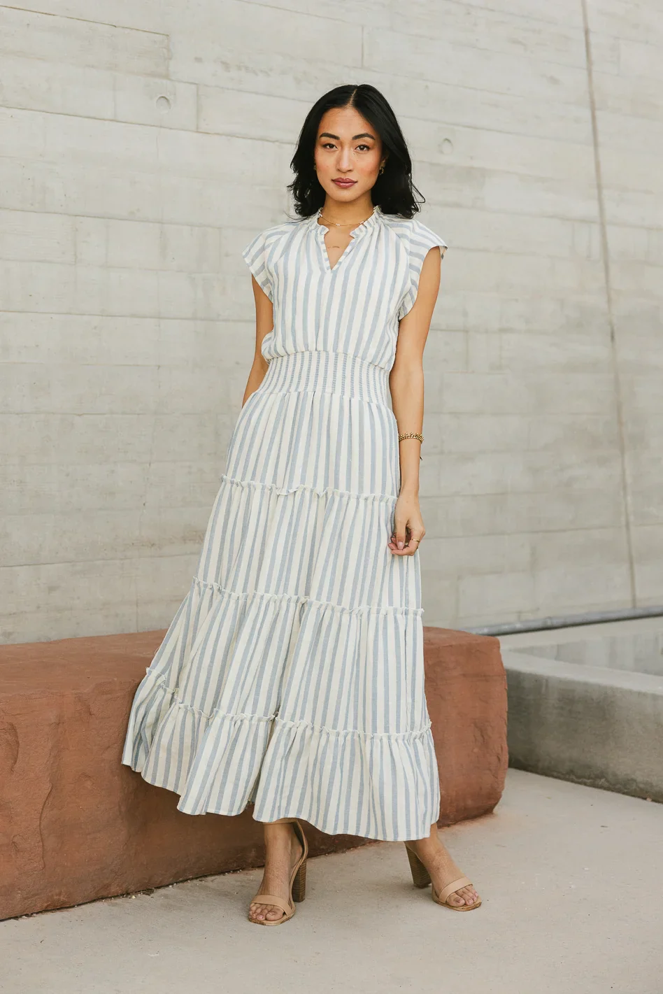 Claire Striped Maxi Dress in Blue - Image 5