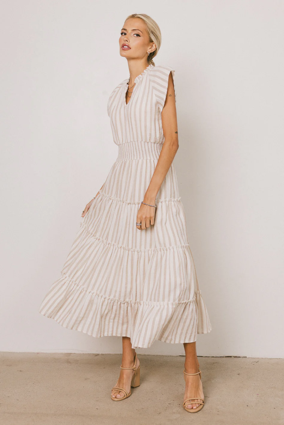 Claire Striped Maxi Dress in Taupe - FINAL SALE - Image 10