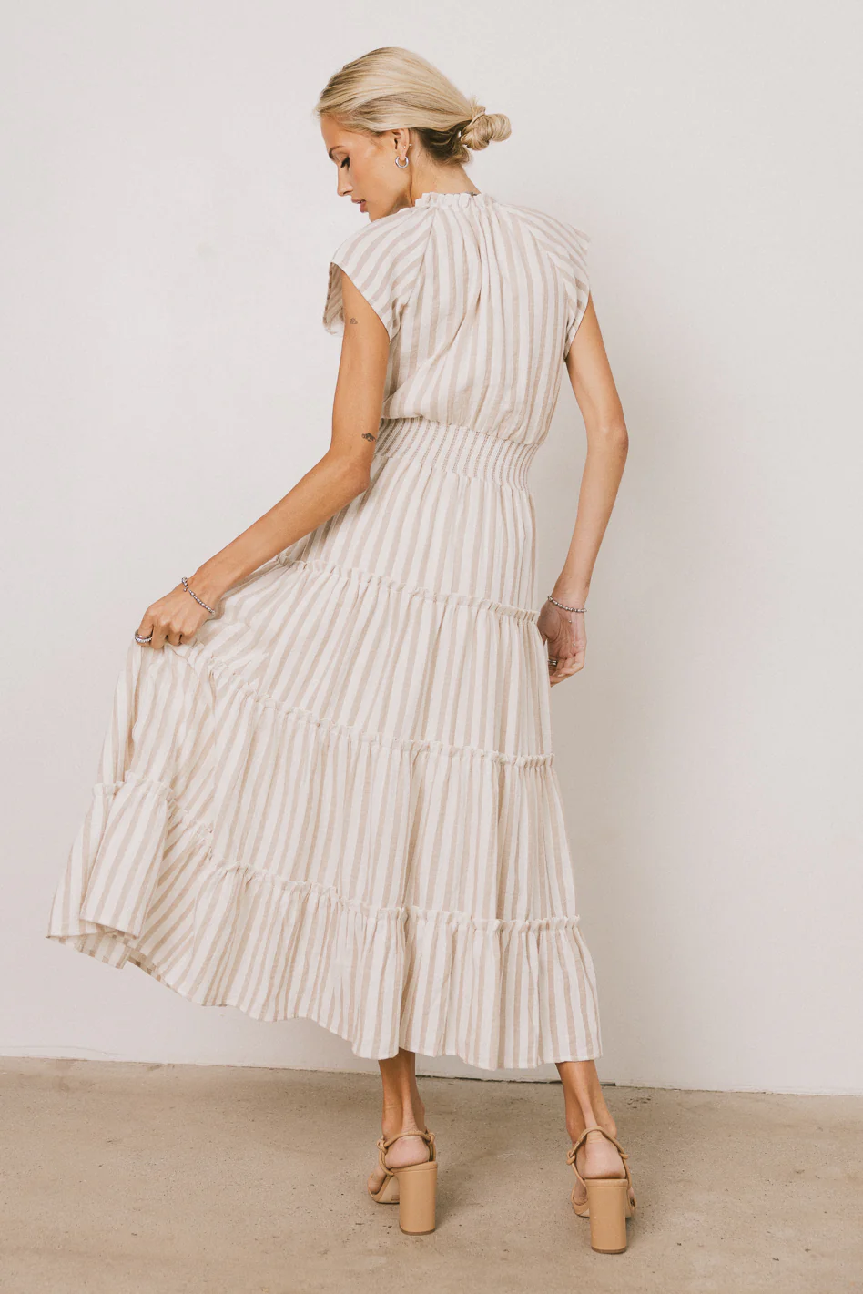 Claire Striped Maxi Dress in Taupe - FINAL SALE - Image 13