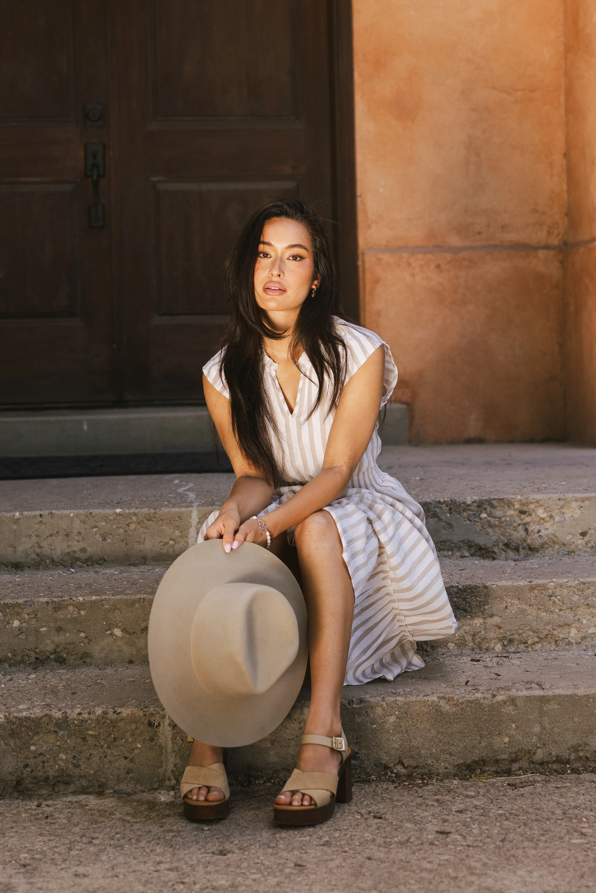 Claire Striped Maxi Dress in Taupe - FINAL SALE - Image 14