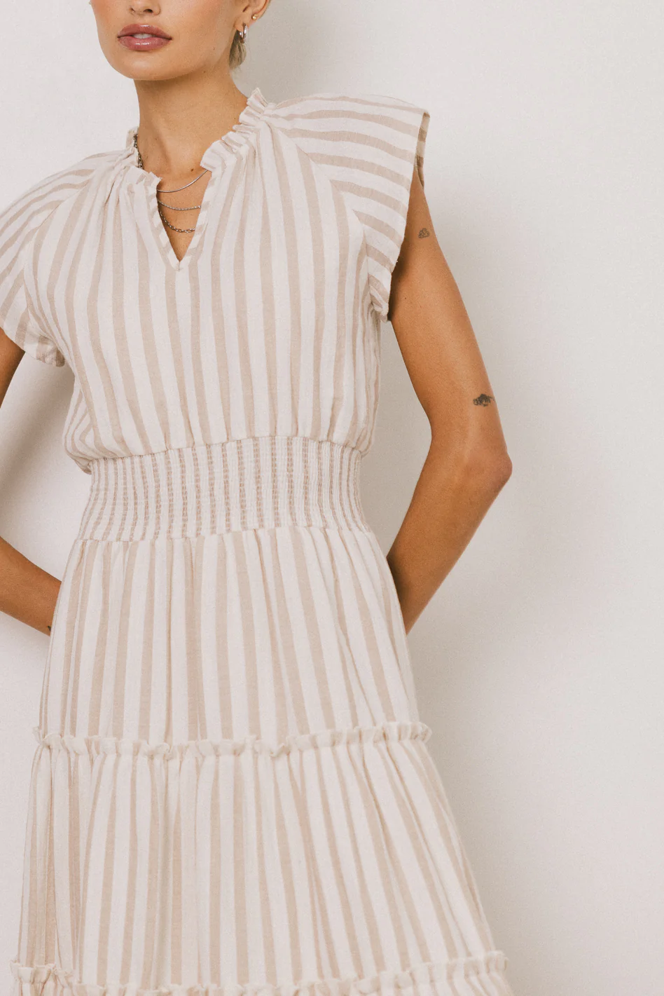 Claire Striped Maxi Dress in Taupe - FINAL SALE - Image 5