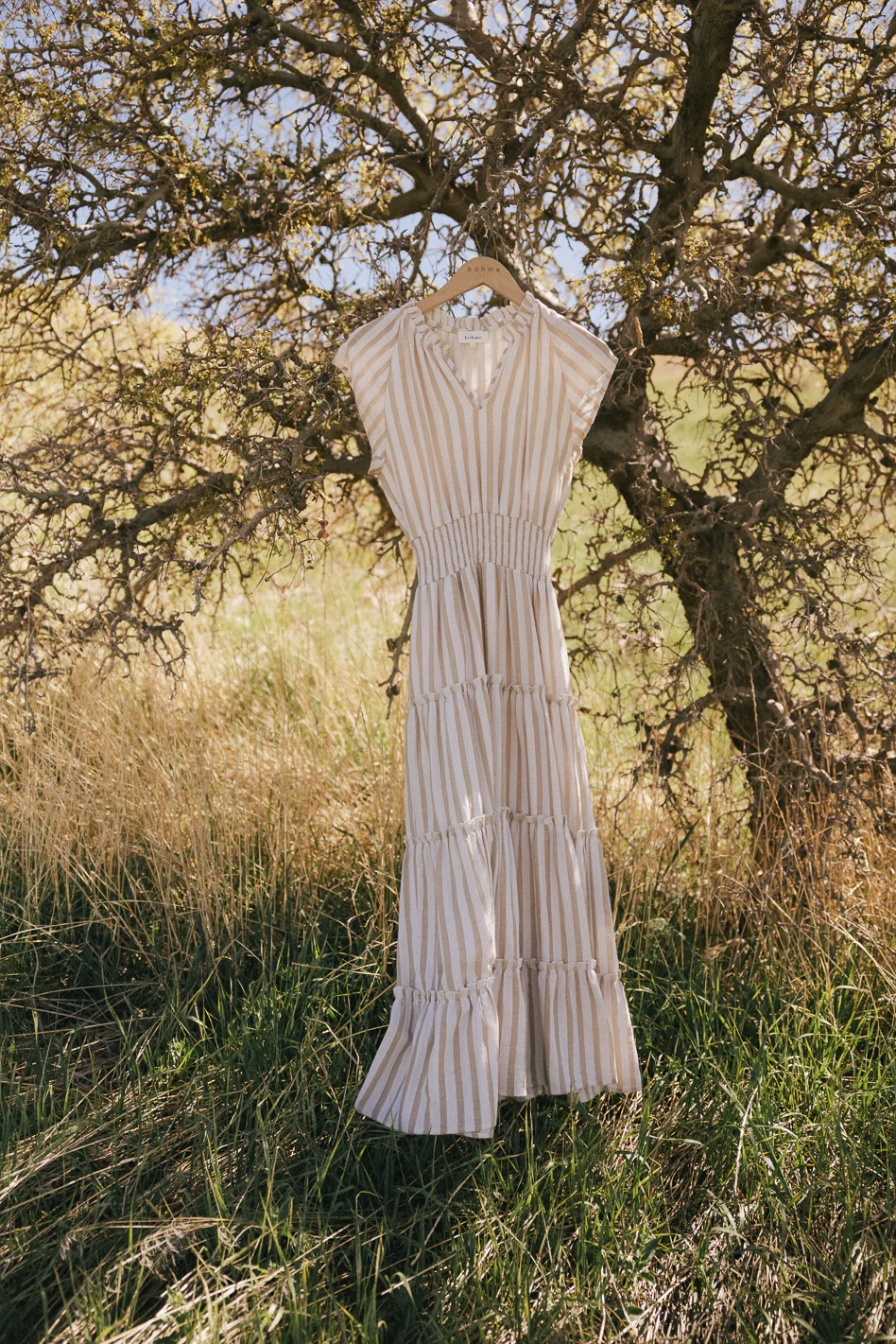 Claire Striped Maxi Dress in Taupe - FINAL SALE - Image 6