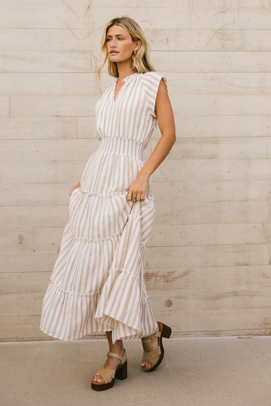 Claire Striped Maxi Dress in Taupe - FINAL SALE - Image 9