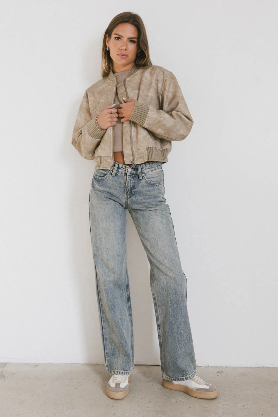 Clarissa Bomber Jacket in Tan - FINAL SALE - Image 3