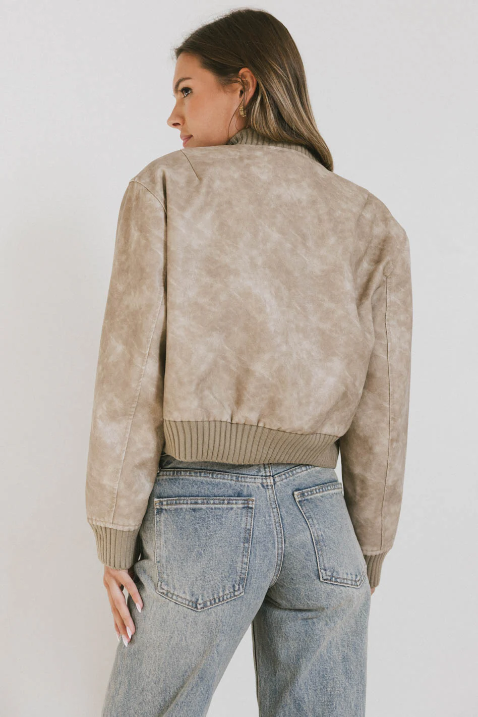 Clarissa Bomber Jacket in Tan - FINAL SALE - Image 5