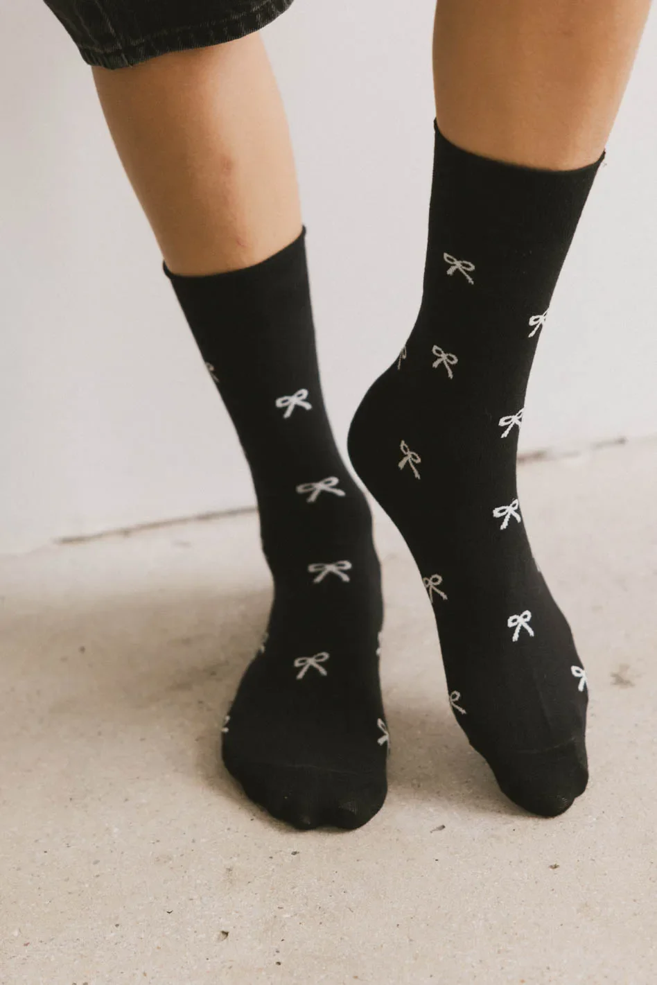 Clarissa Bow Socks in Black - Image 2
