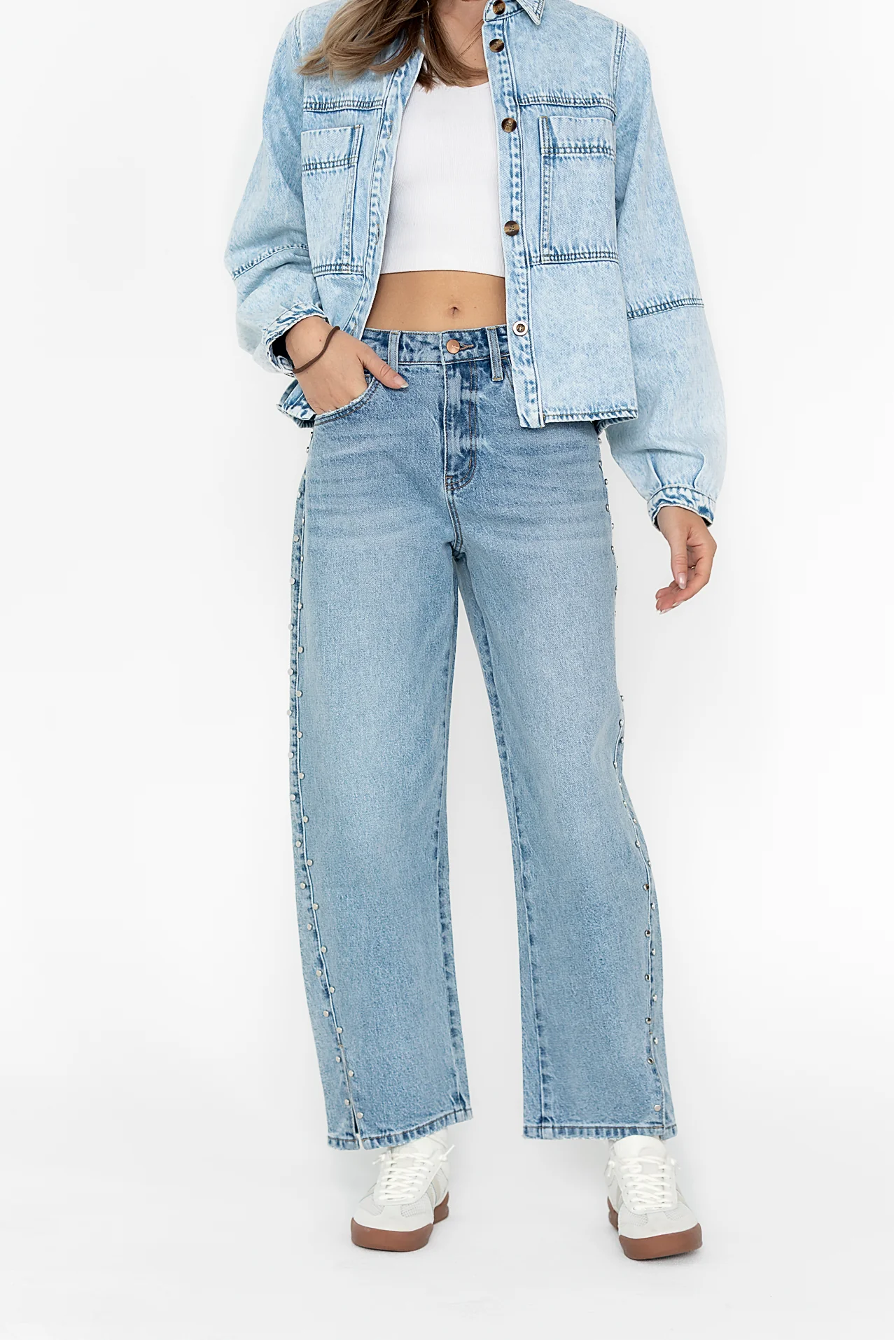 Cleo Studded Wide Leg Jeans - FINAL SALE - Image 5