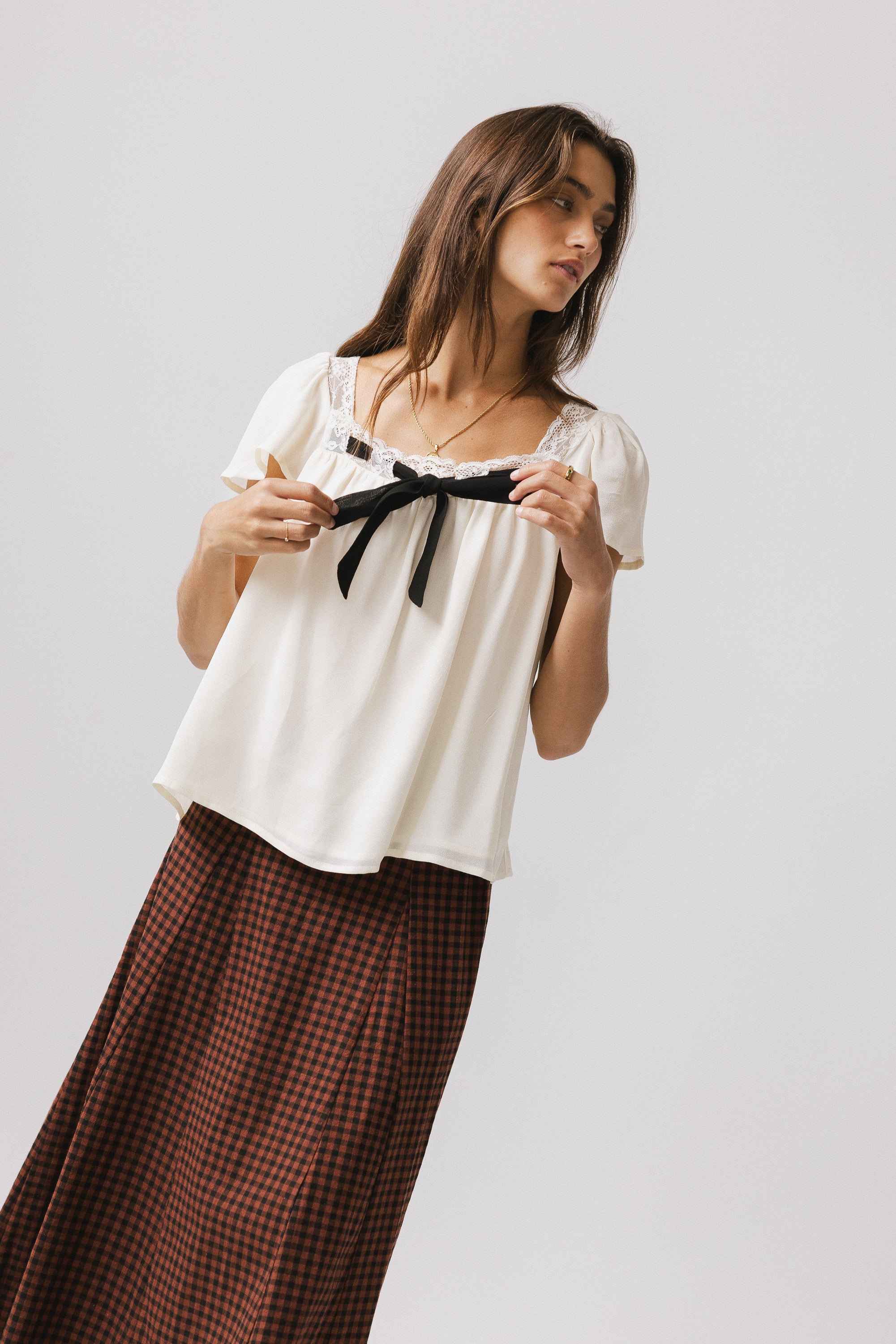 Cohen Bow Blouse in Off White - FINAL SALE - Image 3