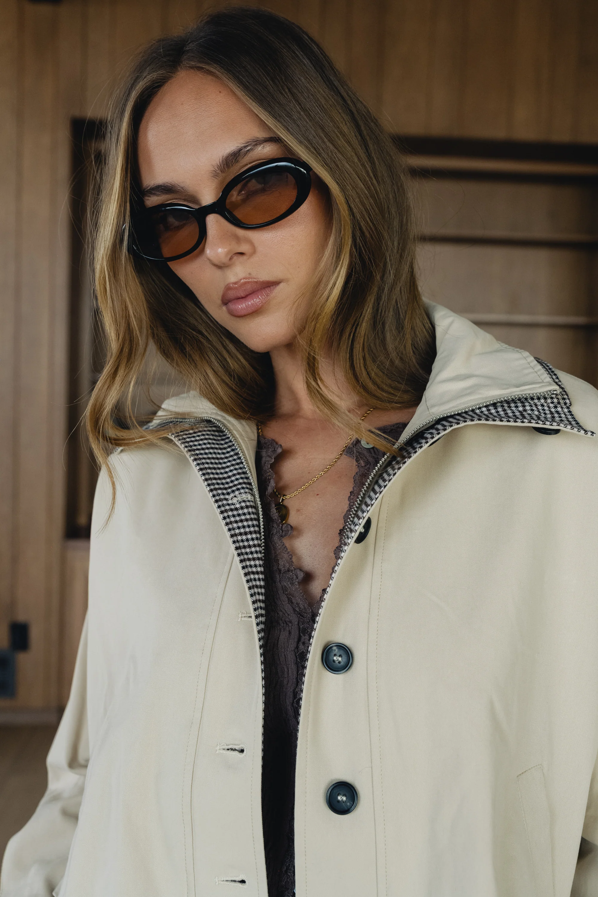 Colette Oversized Trench Jacket in Khaki - Image 8