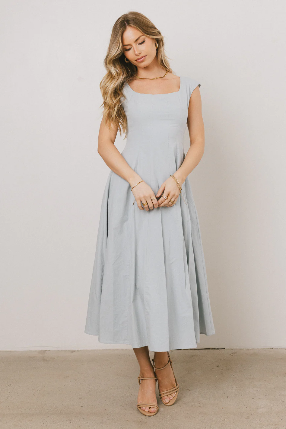 Colin Midi Dress in Slate Blue - Image 3