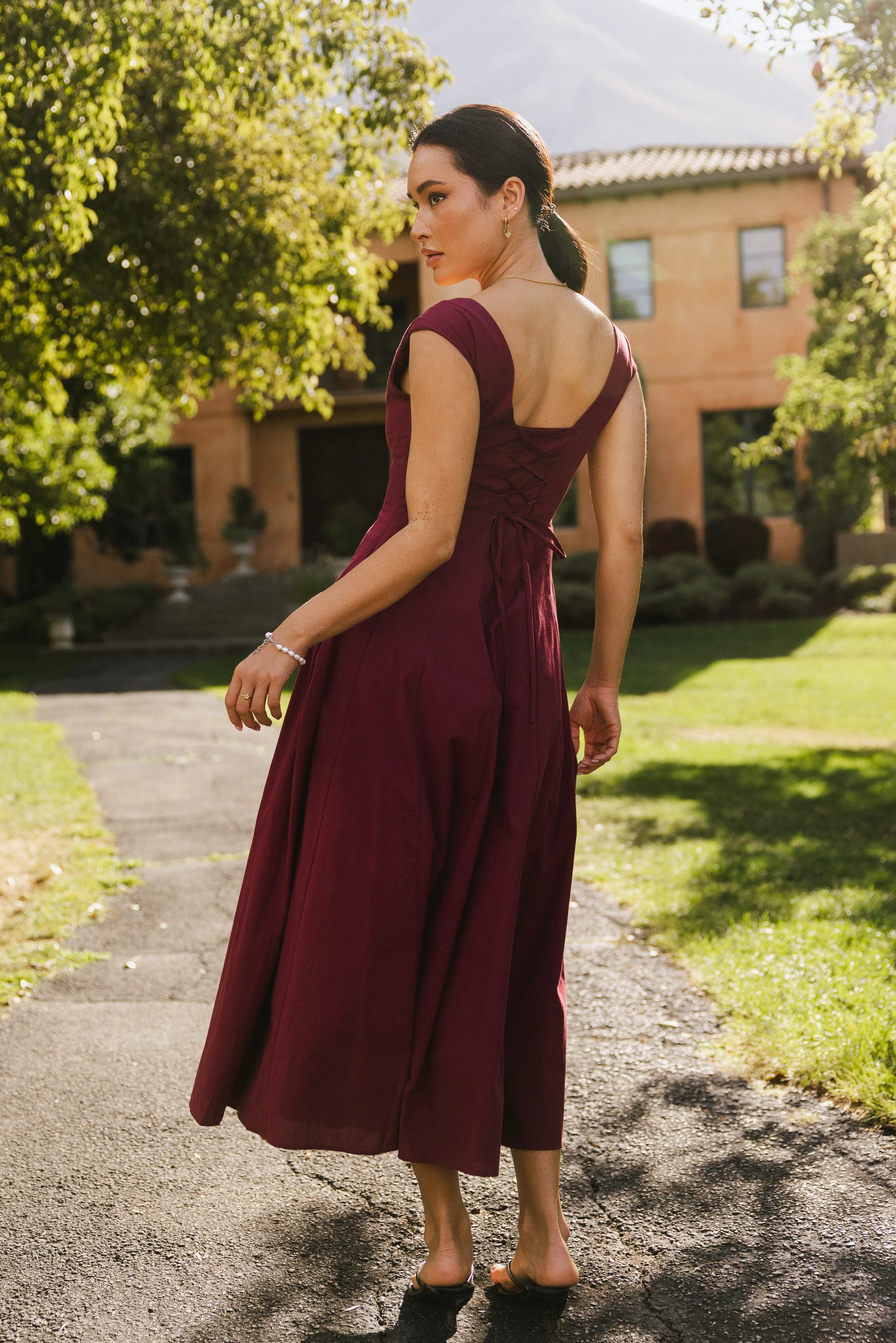 Colin Midi Dress in Burgundy - FINAL SALE - Image 4
