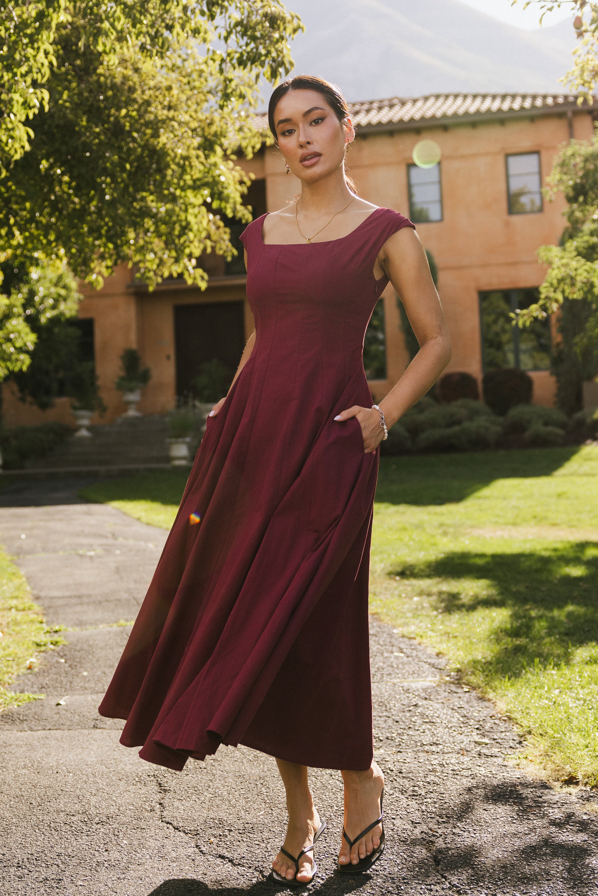 Colin Midi Dress in Burgundy - FINAL SALE - Image 5