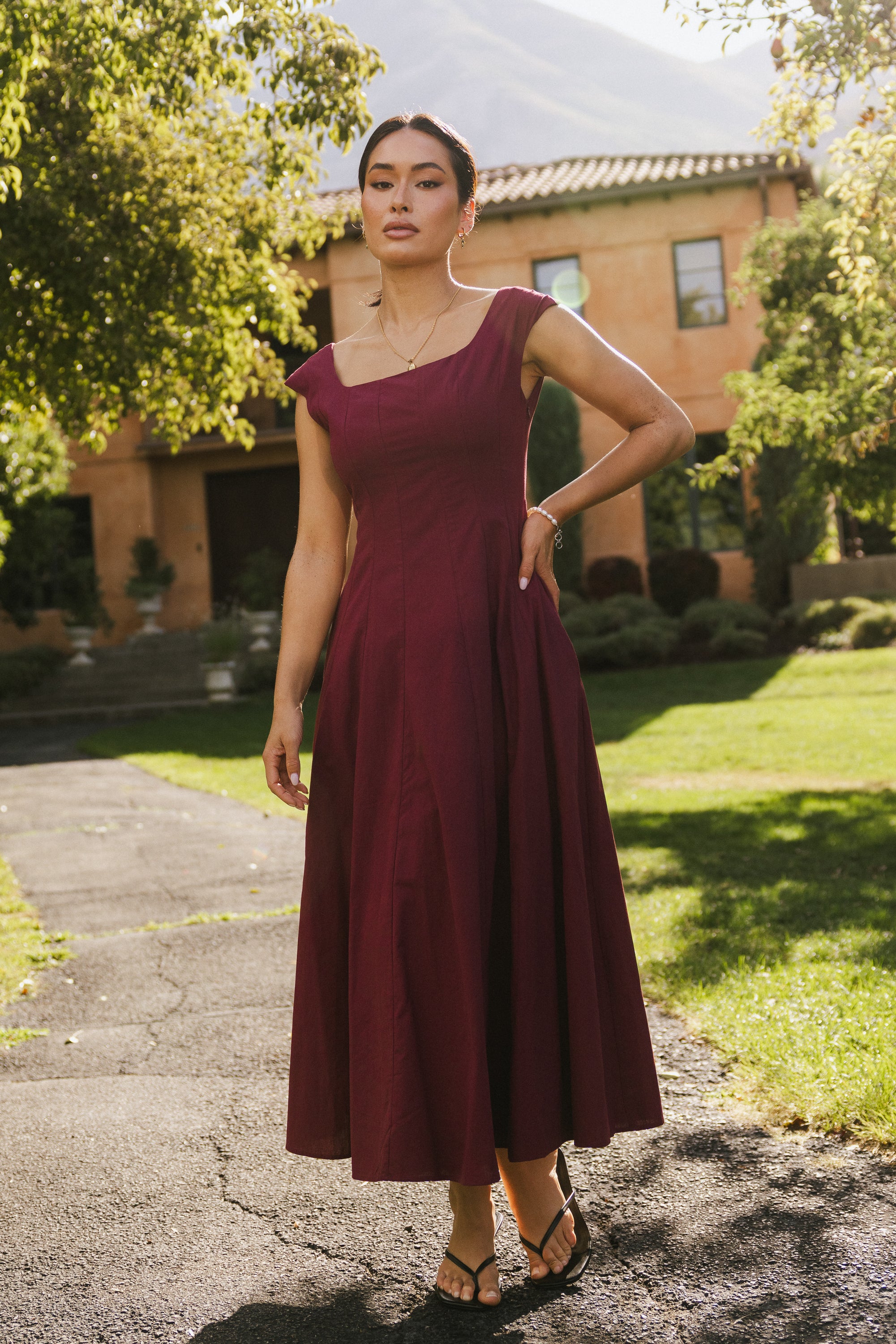 Colin Midi Dress in Burgundy - FINAL SALE - Image 6