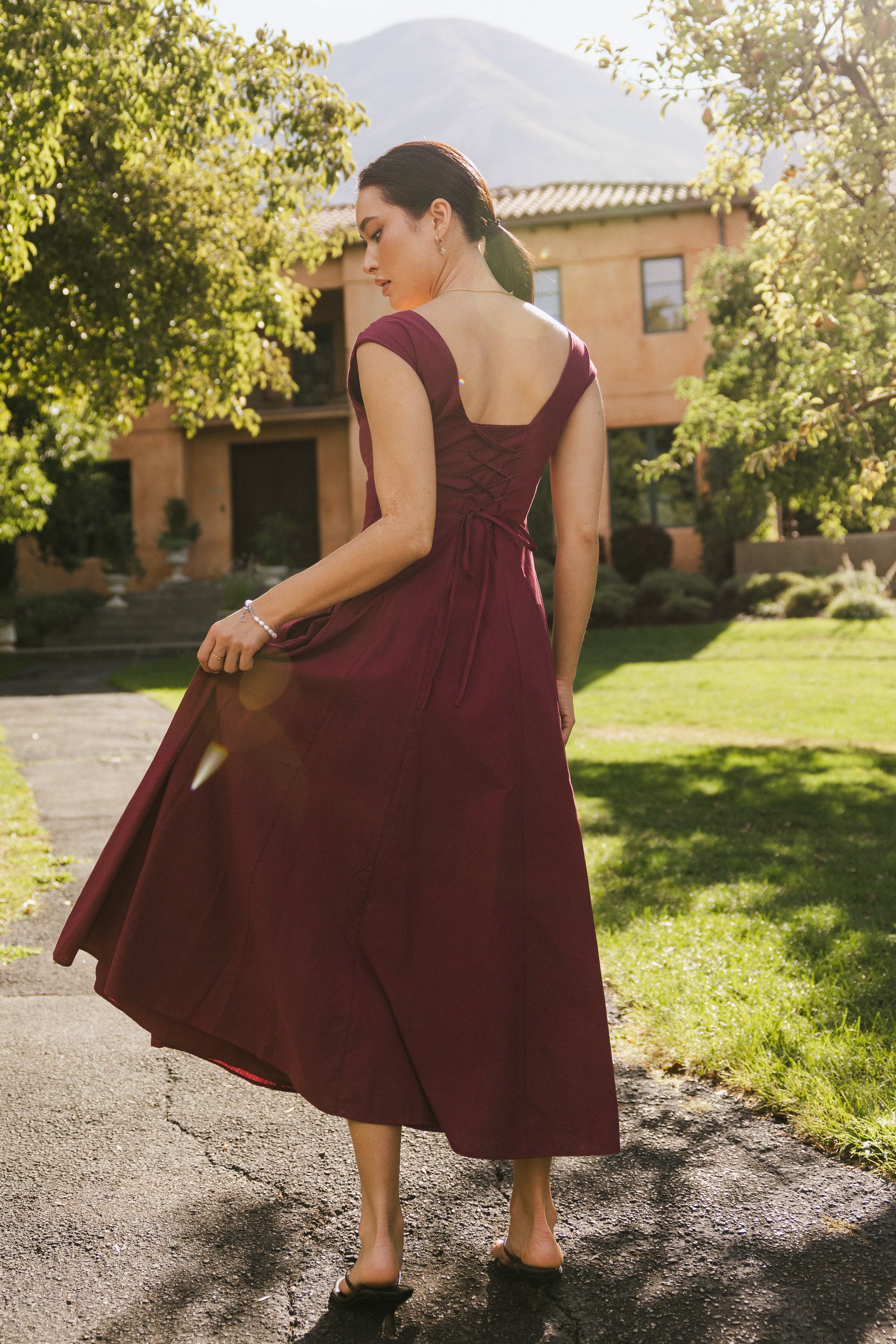 Colin Midi Dress in Burgundy - FINAL SALE - Image 7