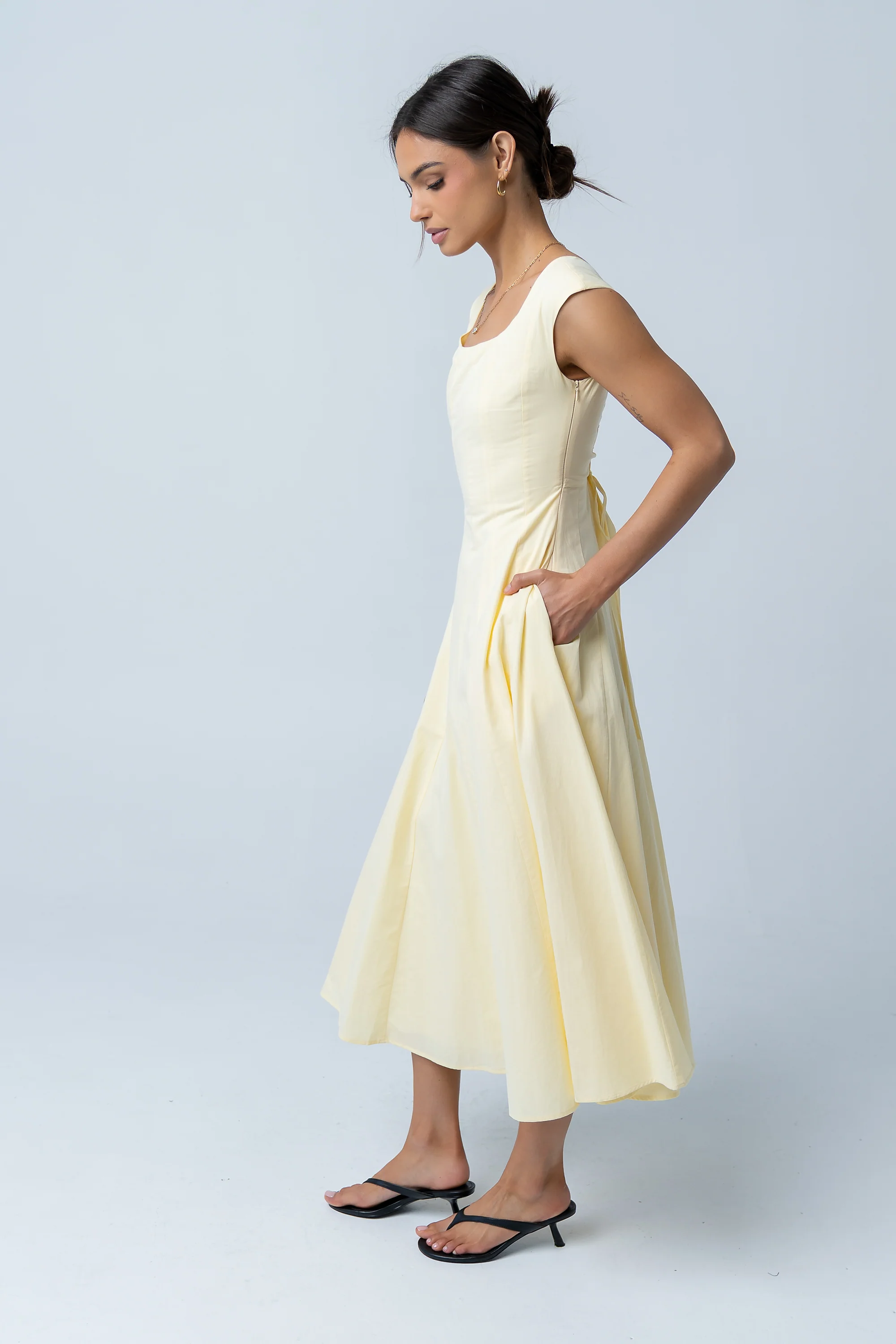 Colin Midi Dress in Butter Yellow - Image 10