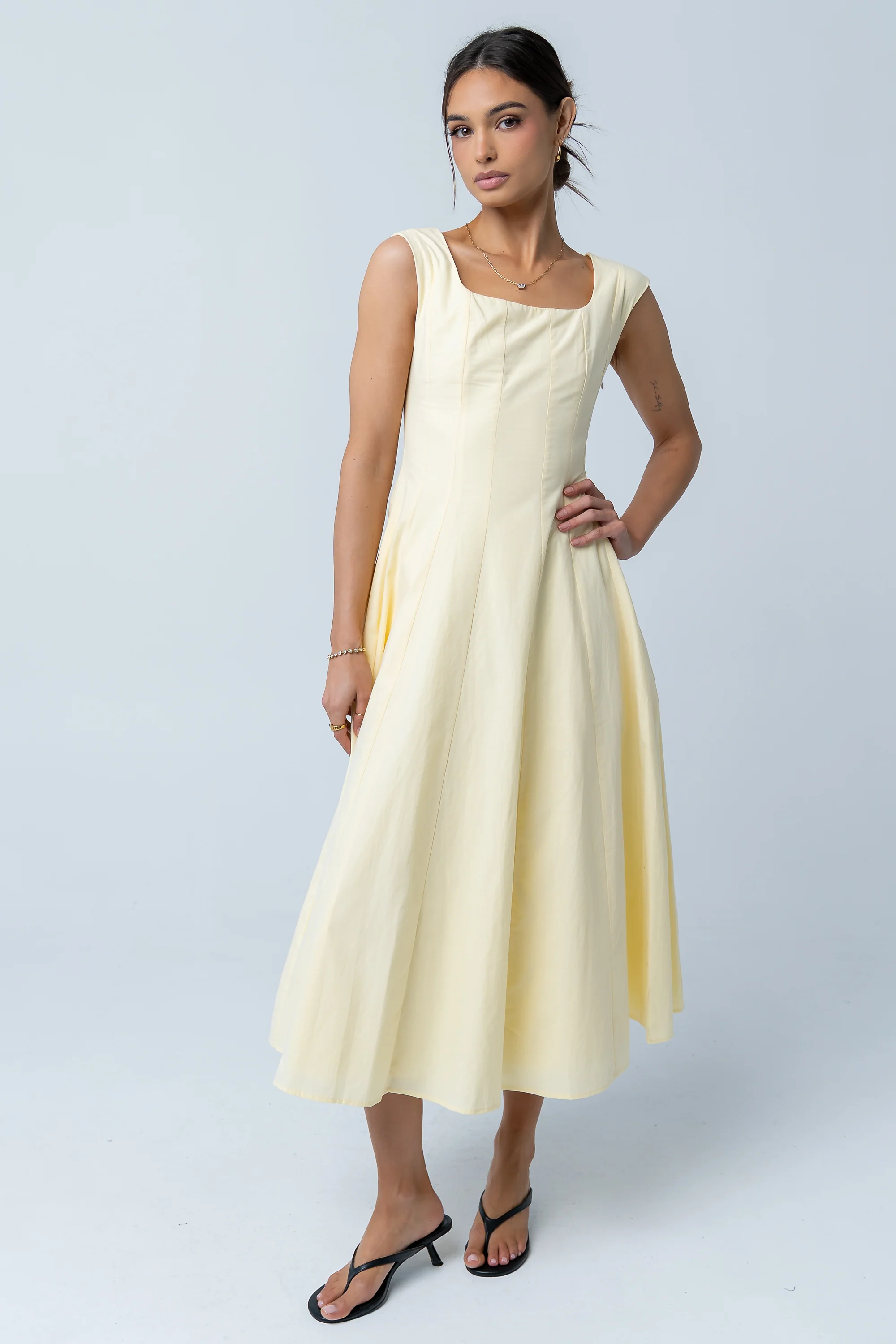 Colin Midi Dress in Butter Yellow - Image 4