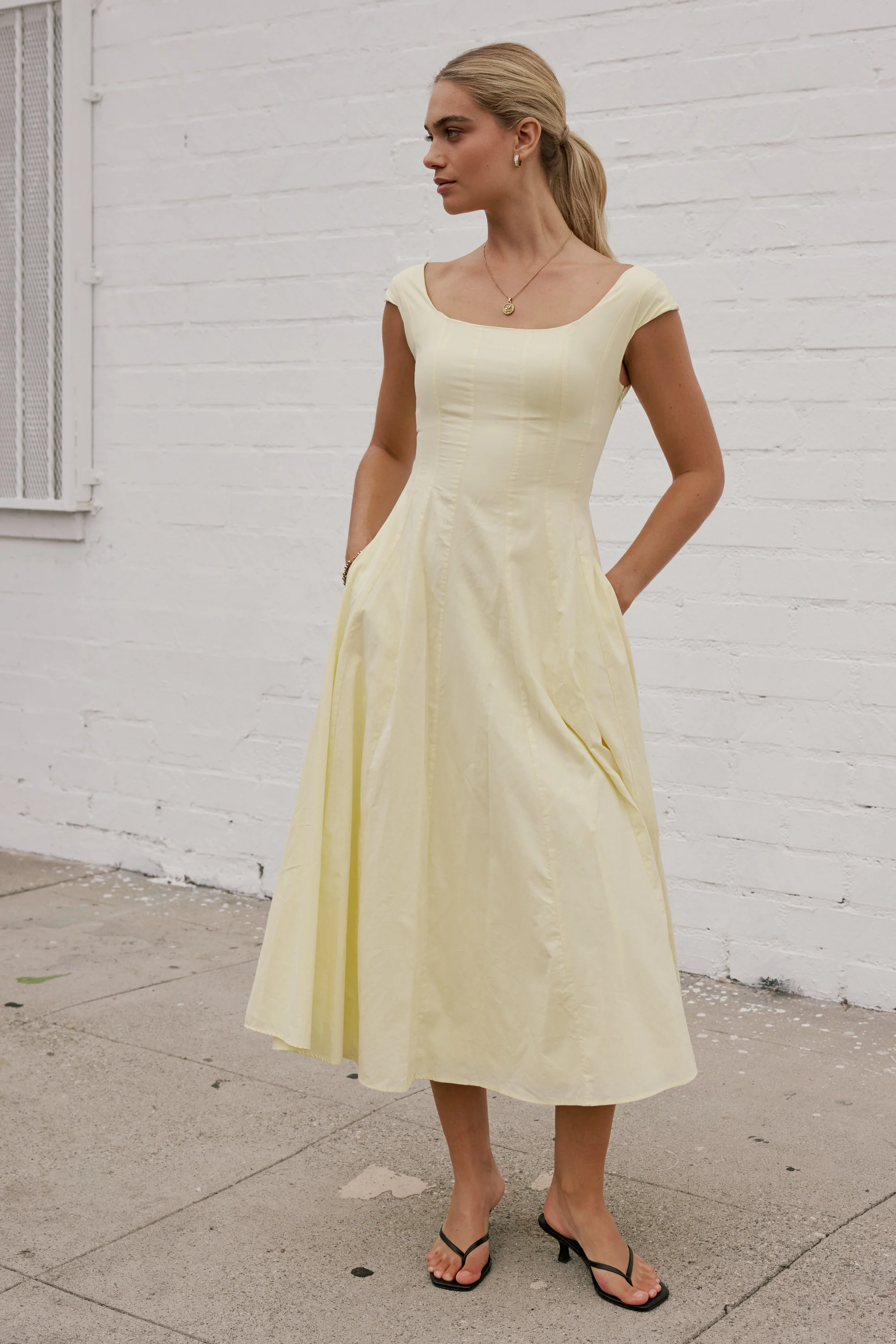 Colin Midi Dress in Butter Yellow - Image 5
